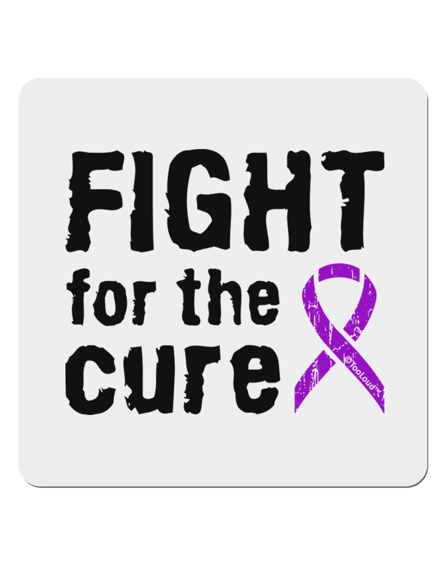 Fight for the Cure - Purple Ribbon Alzheimers Disease 4x4" Square Sticker 4 Pieces-Stickers-TooLoud-White-Davson Sales