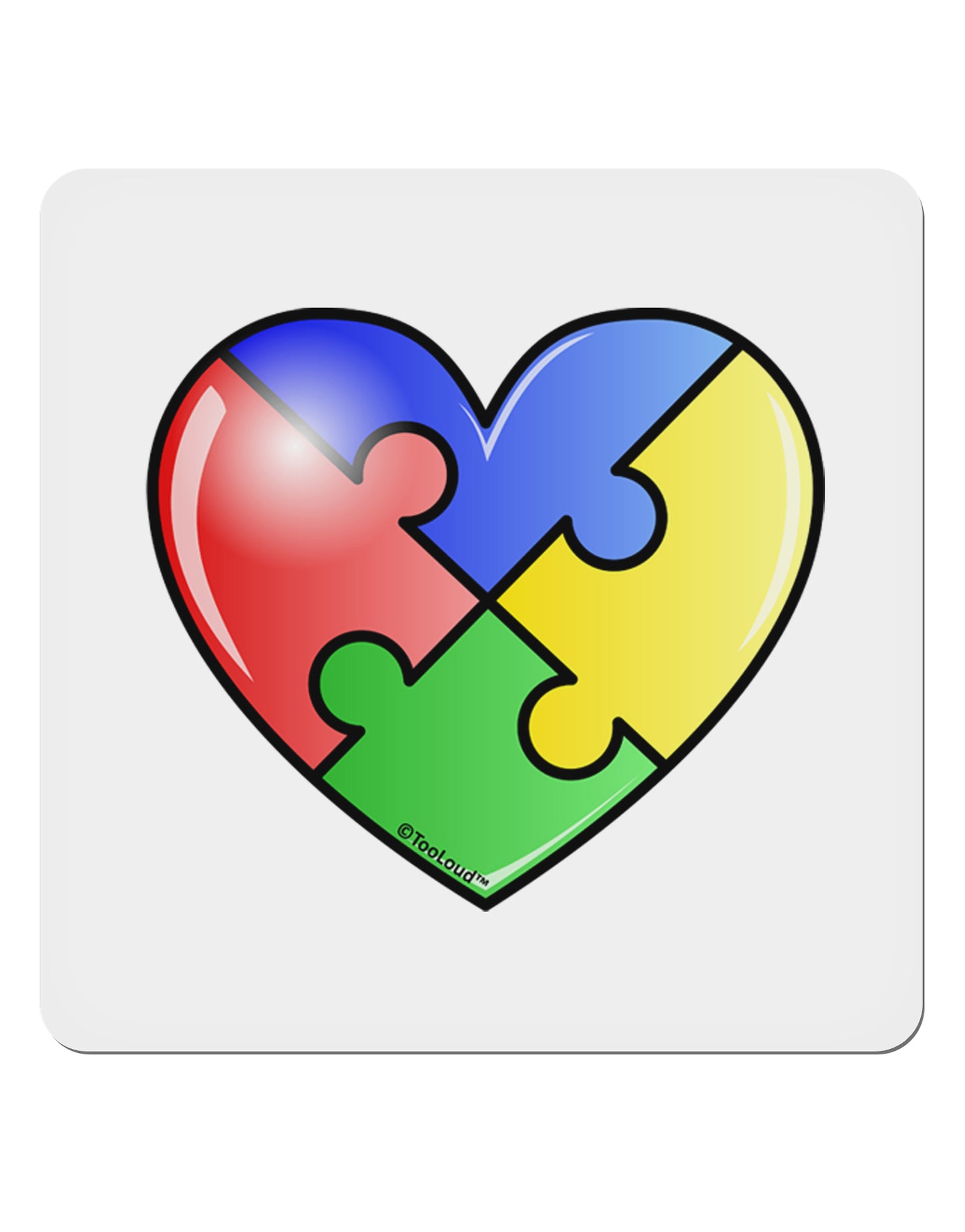 Big Puzzle Heart - Autism Awareness 4x4" Square Sticker 4 Pieces-Stickers-TooLoud-White-Davson Sales