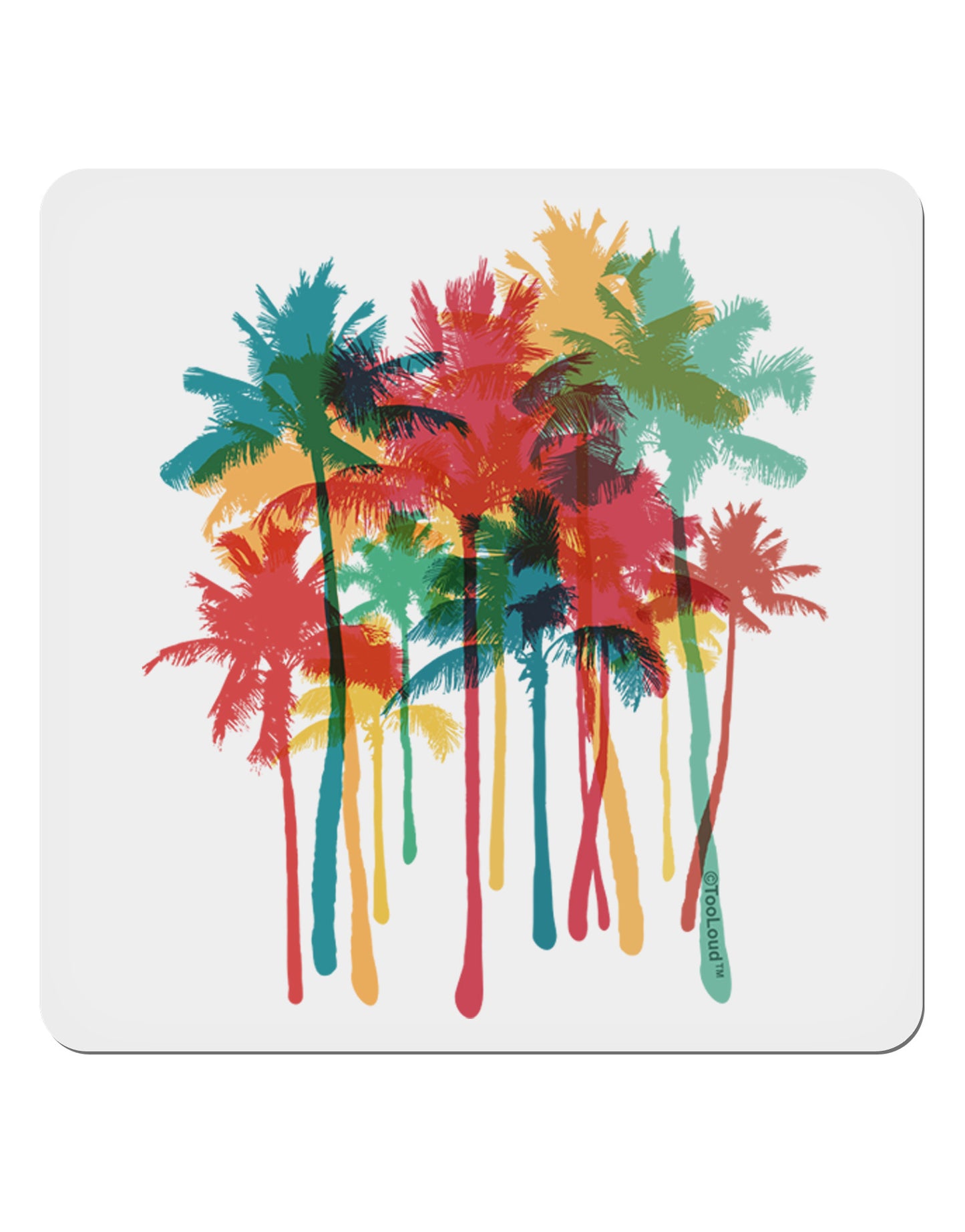 Paint Splash Palm Trees 4x4" Square Sticker-Stickers-TooLoud-1-Davson Sales