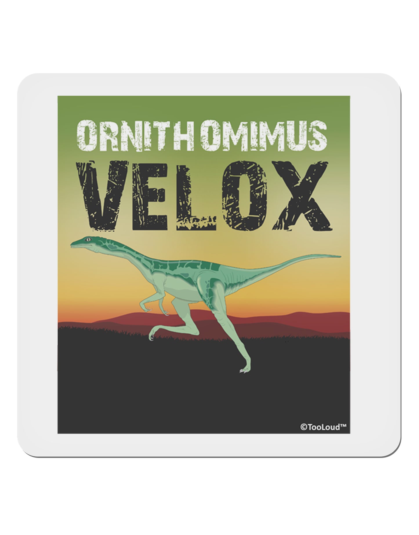 Ornithomimus Velox - With Name 4x4" Square Sticker 4 Pieces-Stickers-TooLoud-White-Davson Sales