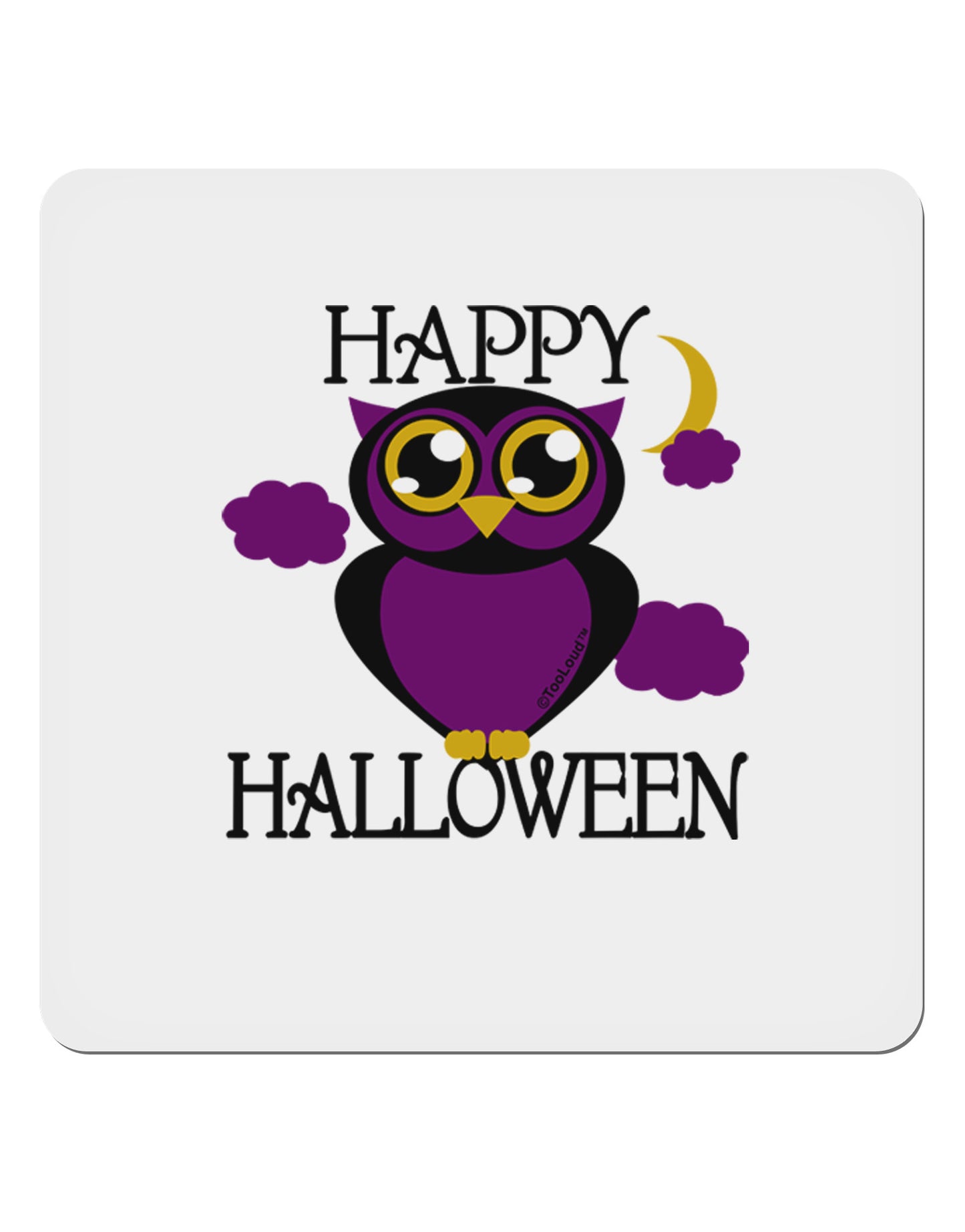 Owl Purple Text 4x4" Square Sticker 4 Pieces-Stickers-TooLoud-White-Davson Sales