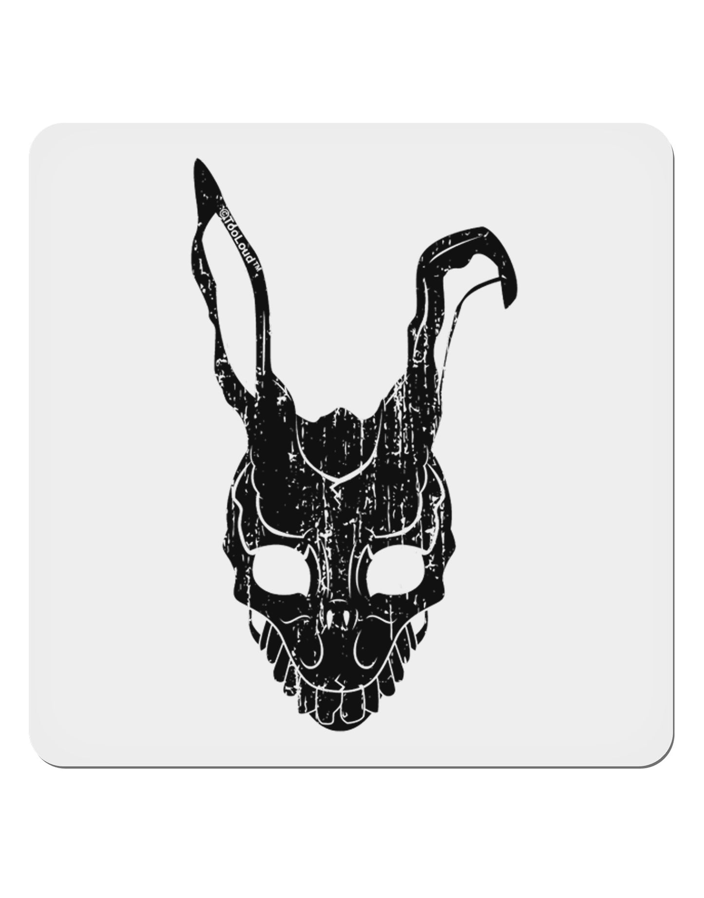 Scary Bunny Face Black Distressed 4x4" Square Sticker 4 Pieces-Stickers-TooLoud-White-Davson Sales