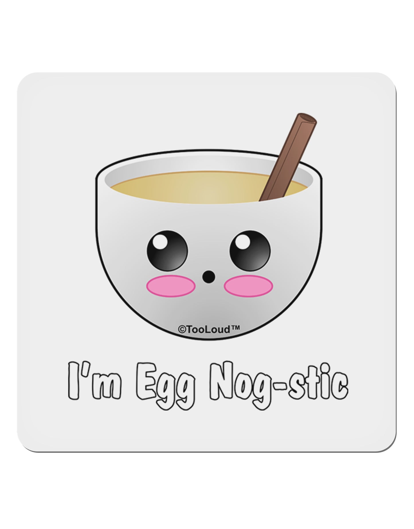 I'm Egg Nog-stic - Cute Egg Nog 4x4" Square Sticker 4 Pieces-Stickers-TooLoud-White-Davson Sales