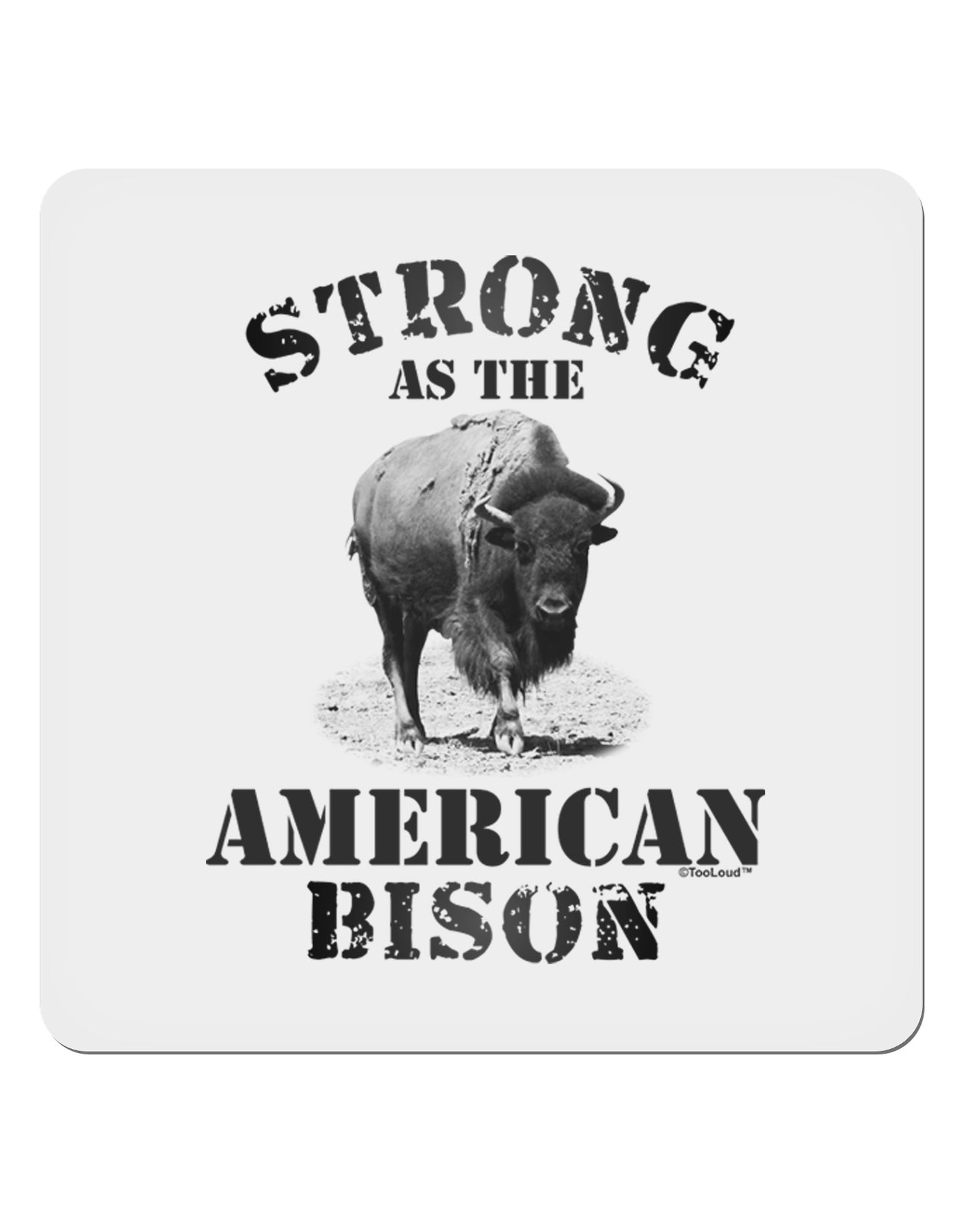 Strong Bison Text 4x4" Square Sticker-Stickers-TooLoud-1-Davson Sales