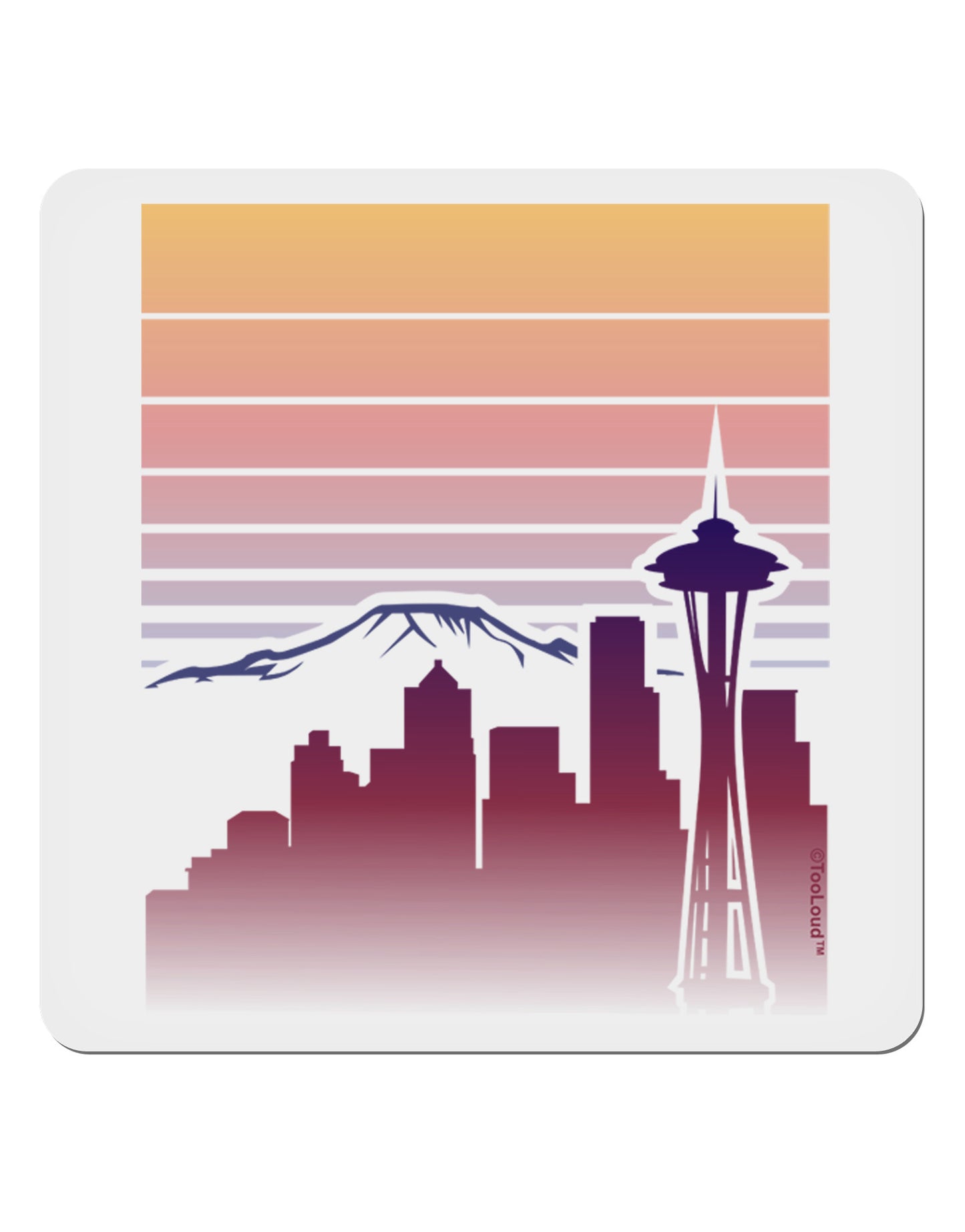 Seattle Skyline Sunrise 4x4" Square Sticker-Stickers-TooLoud-1-Davson Sales