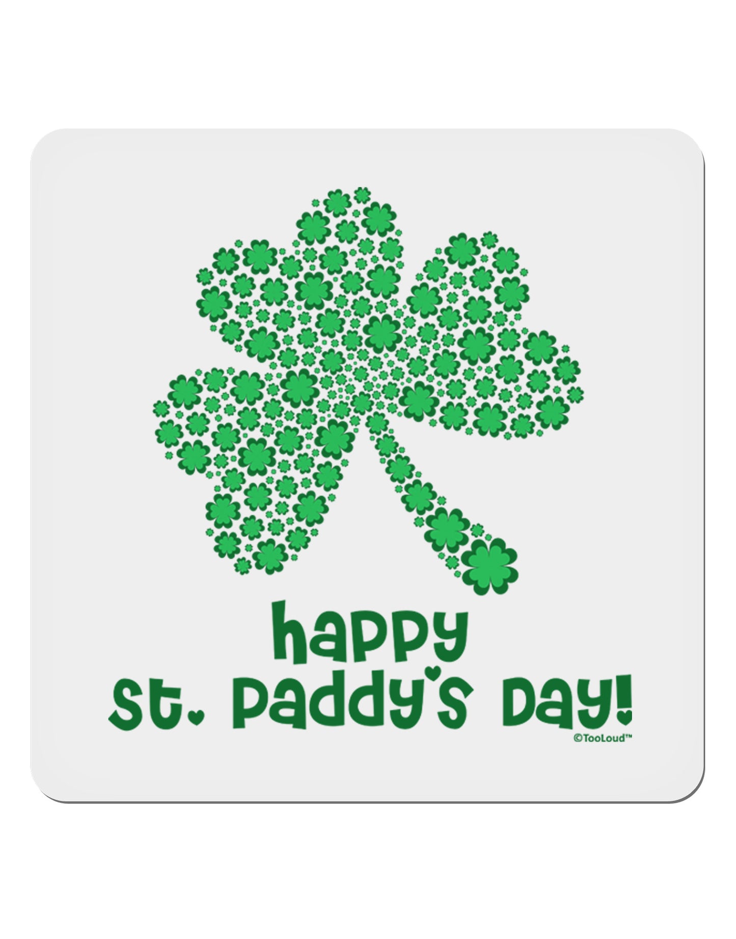 Happy St. Paddy's Day Shamrock Design 4x4" Square Sticker 4 Pieces-Stickers-TooLoud-White-Davson Sales