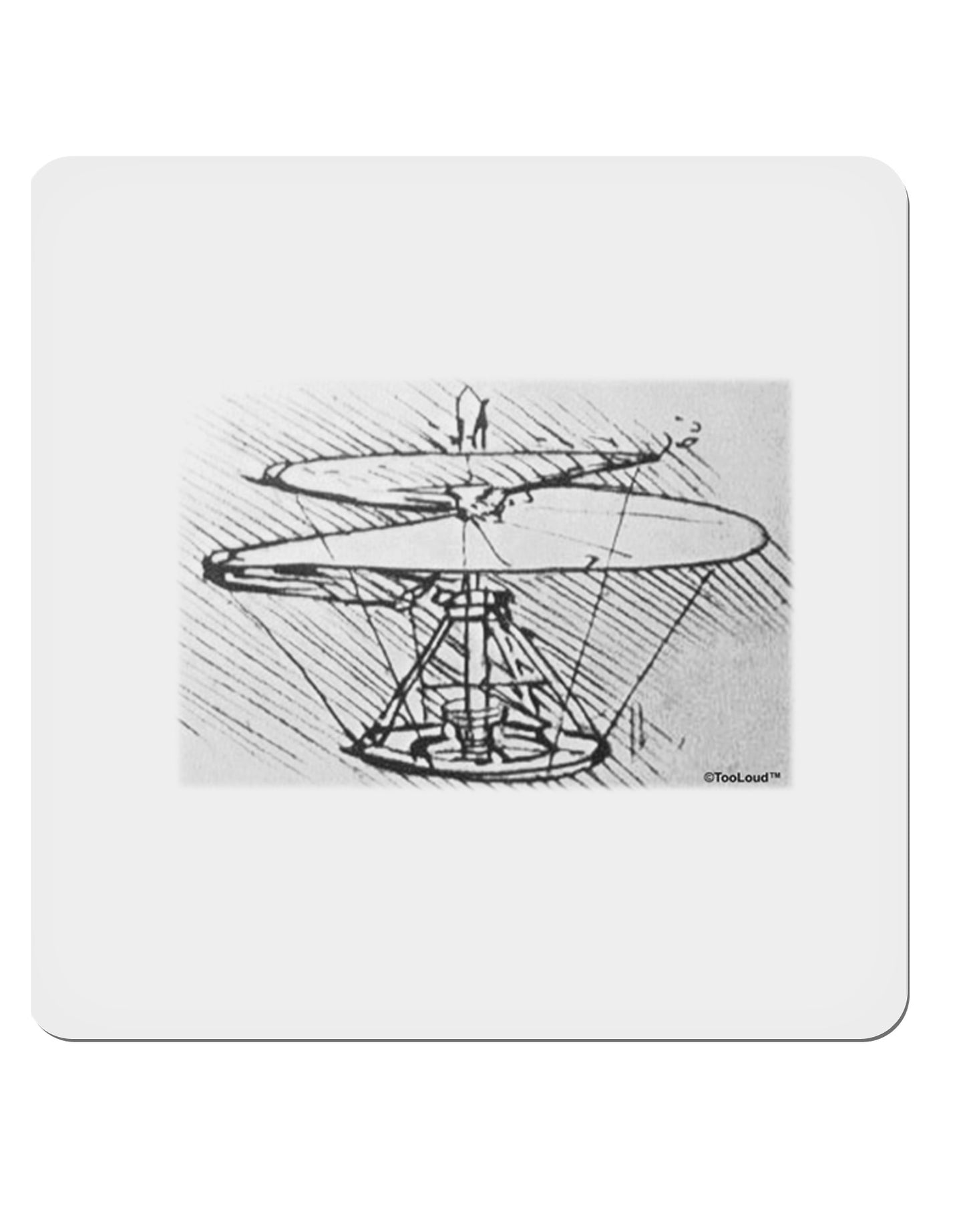 Helicopter Sketch 4x4" Square Sticker-Stickers-TooLoud-1-Davson Sales