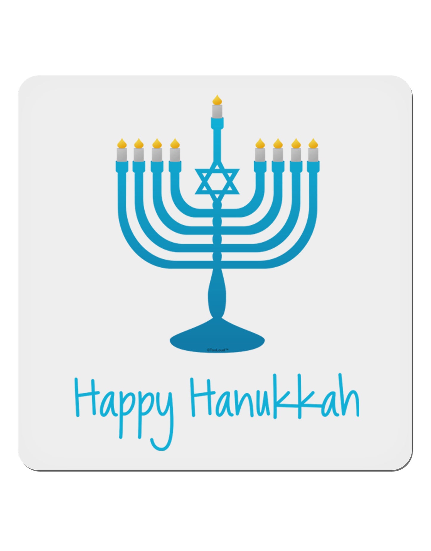 Happy Hanukkah Menorah 4x4" Square Sticker 4 Pieces-Stickers-TooLoud-White-Davson Sales