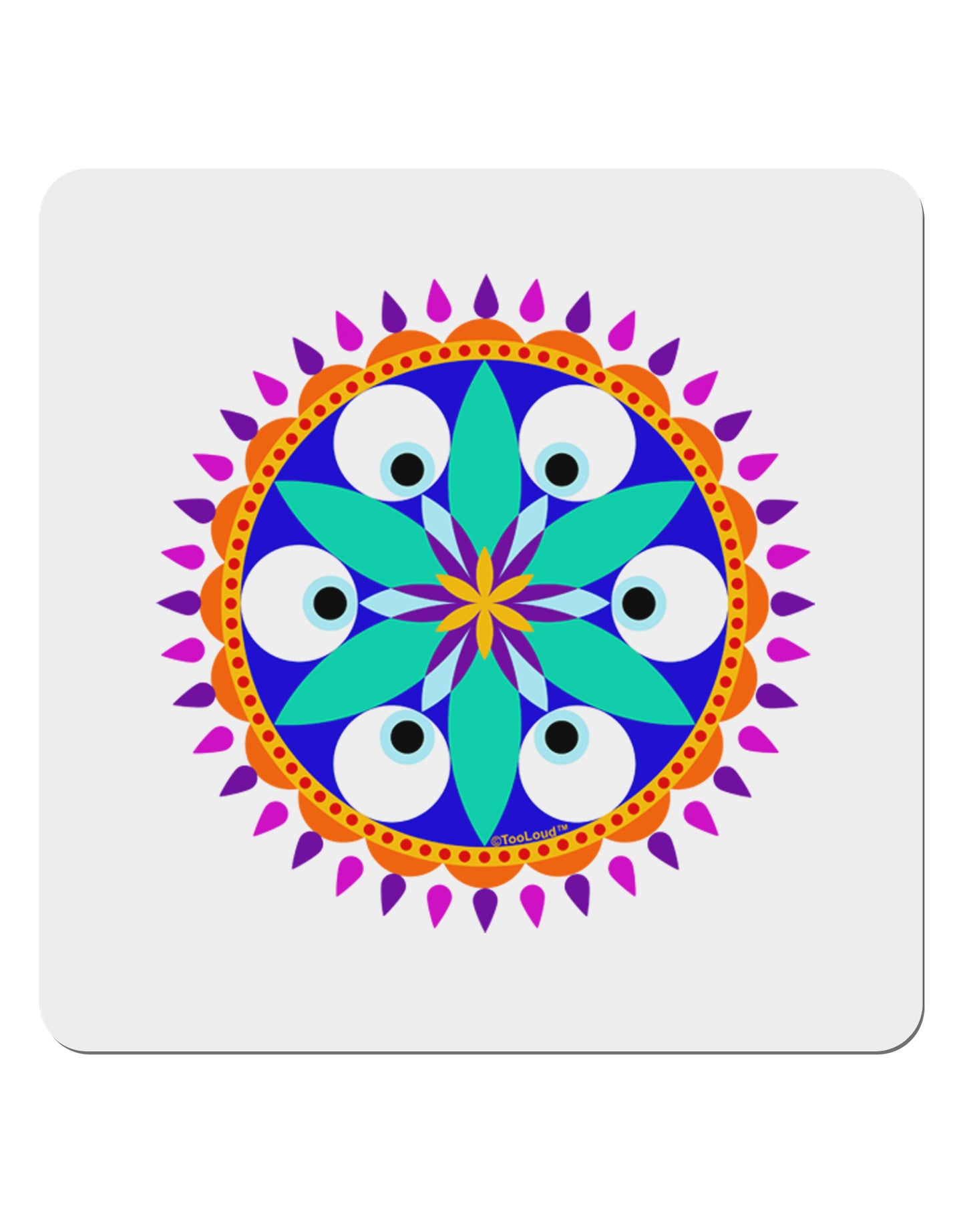 Evil Eye Protection Mandala 4x4" Square Sticker-Stickers-TooLoud-1-Davson Sales