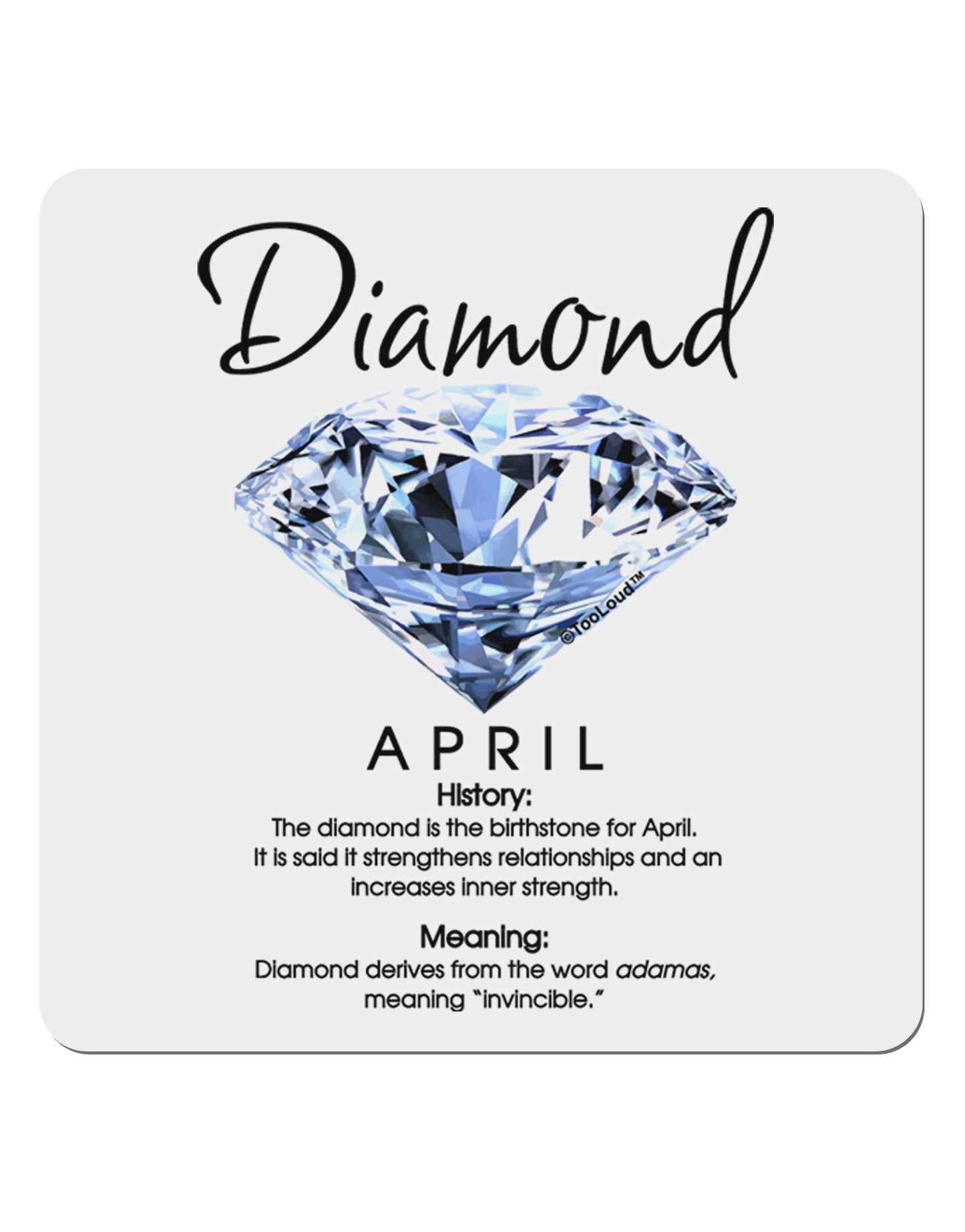Birthstone Diamond 4x4" Square Sticker-Stickers-TooLoud-1-Davson Sales