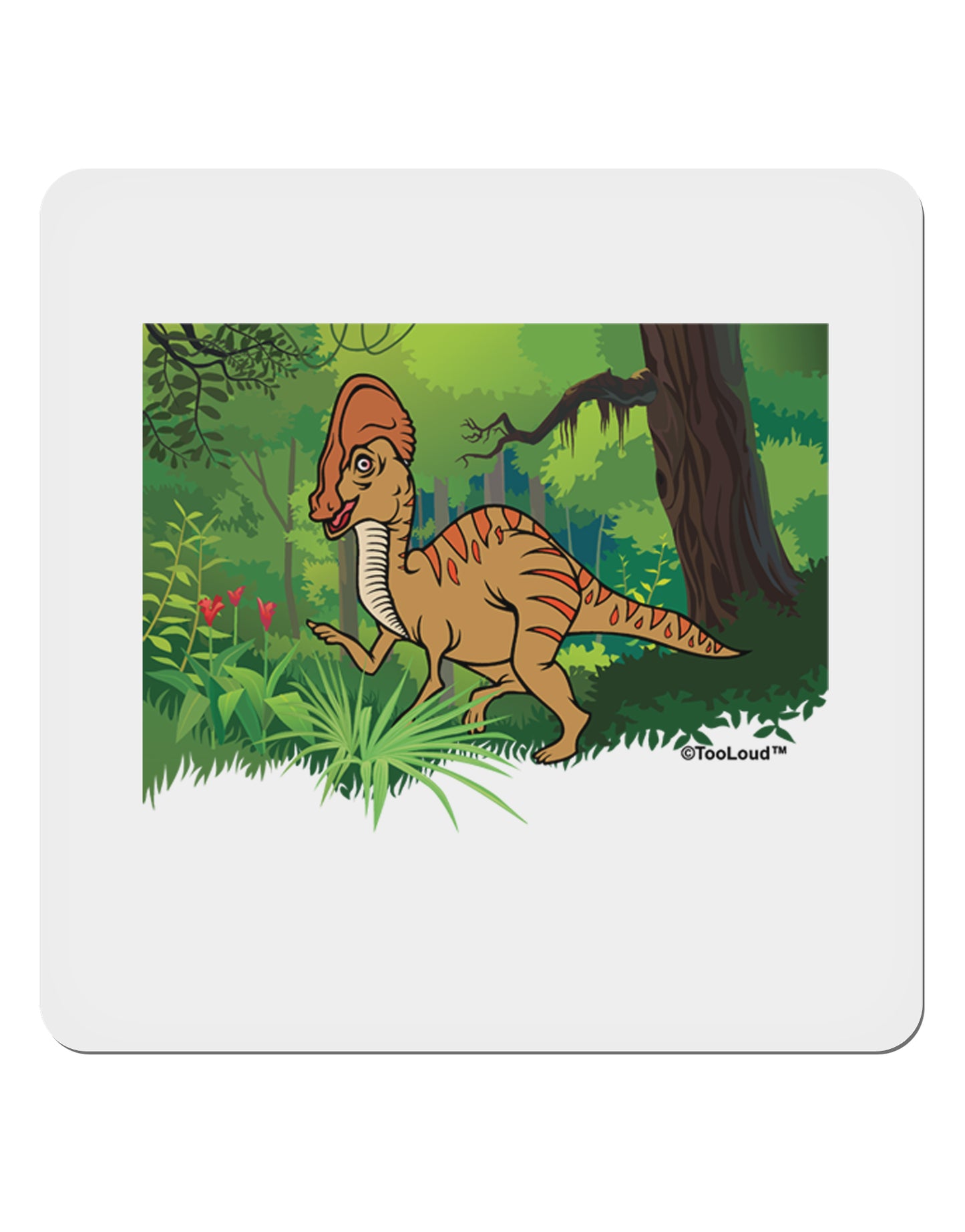 Parasaurolophus Walkeri - Without Name 4x4" Square Sticker 4 Pieces-Stickers-TooLoud-White-Davson Sales