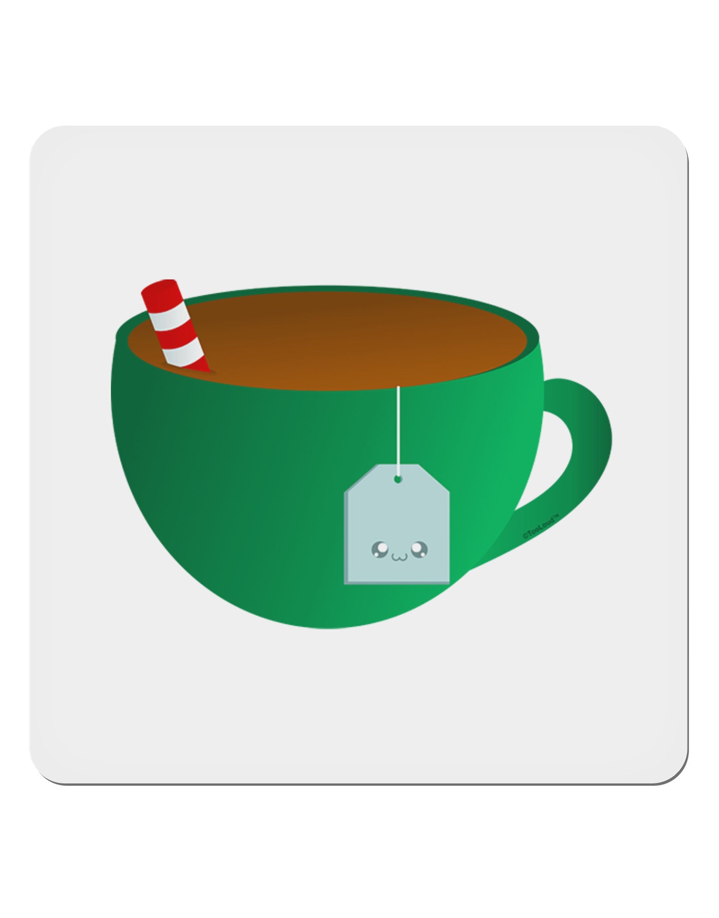 Cute Christmas Drink Hot Tea 4x4" Square Sticker 4 Pieces-Stickers-TooLoud-White-Davson Sales