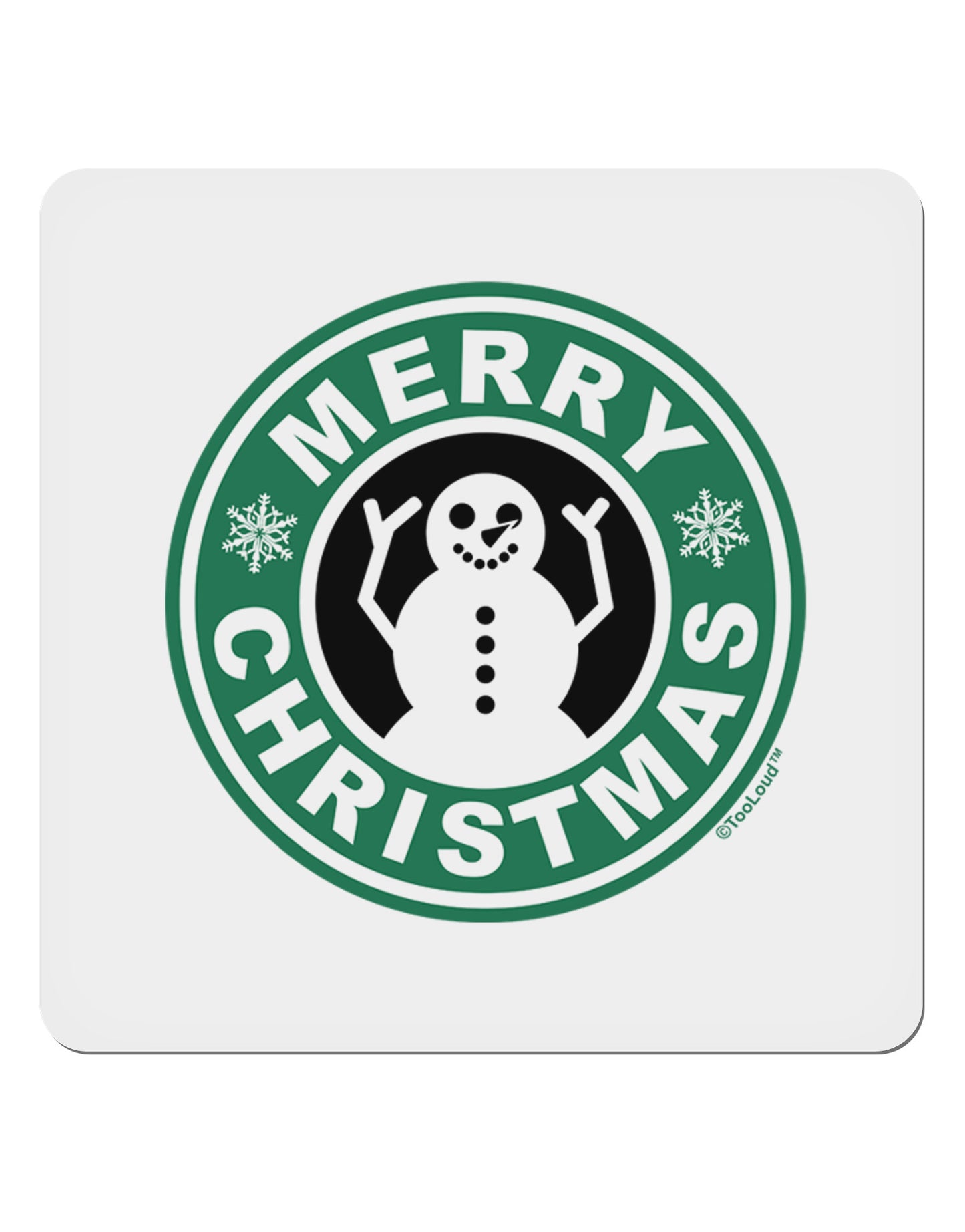 Merry Christmas Latte Logo 4x4" Square Sticker-Stickers-TooLoud-1-Davson Sales