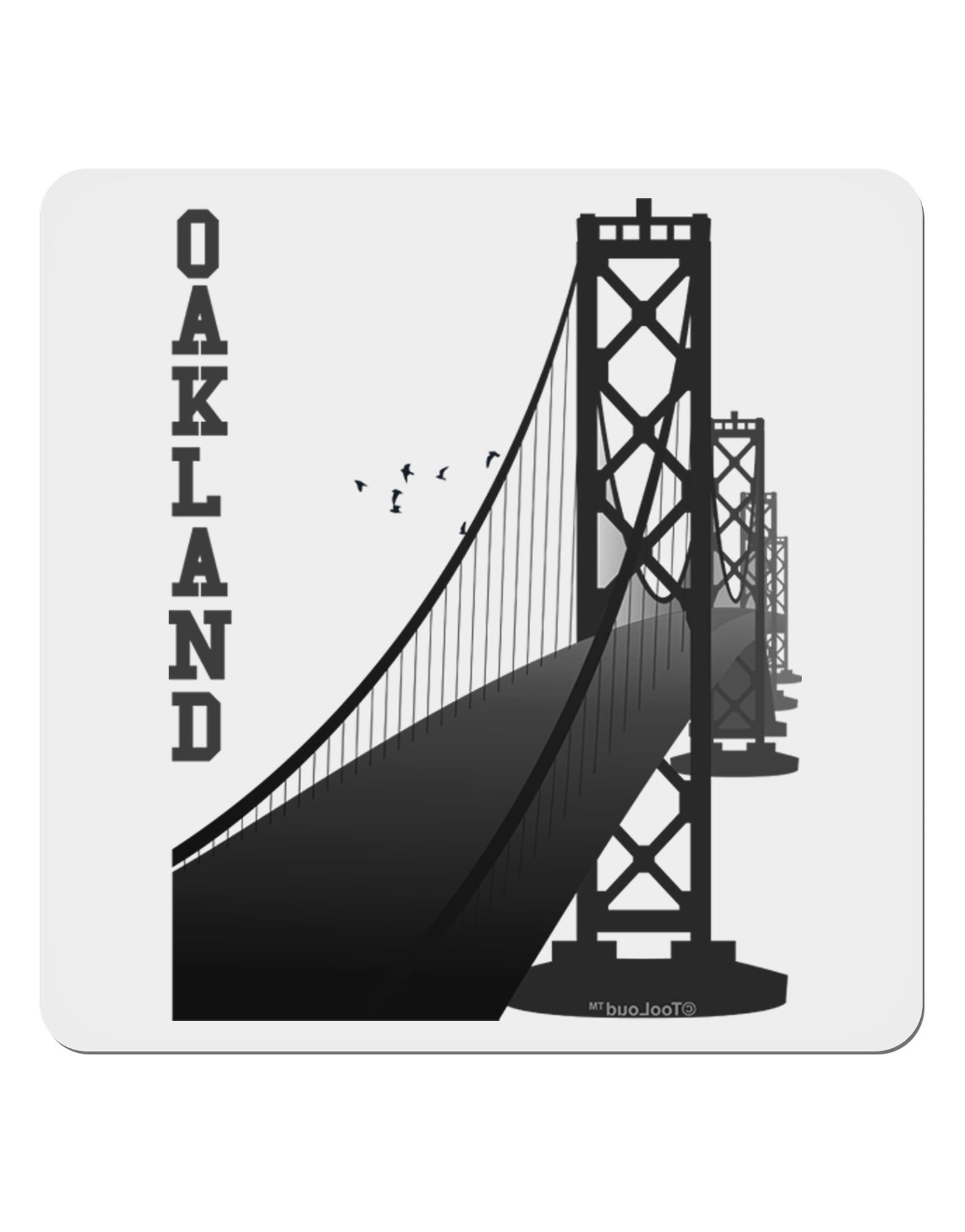 Oakland Text Bay Bridge 4x4" Square Sticker-Stickers-TooLoud-1-Davson Sales
