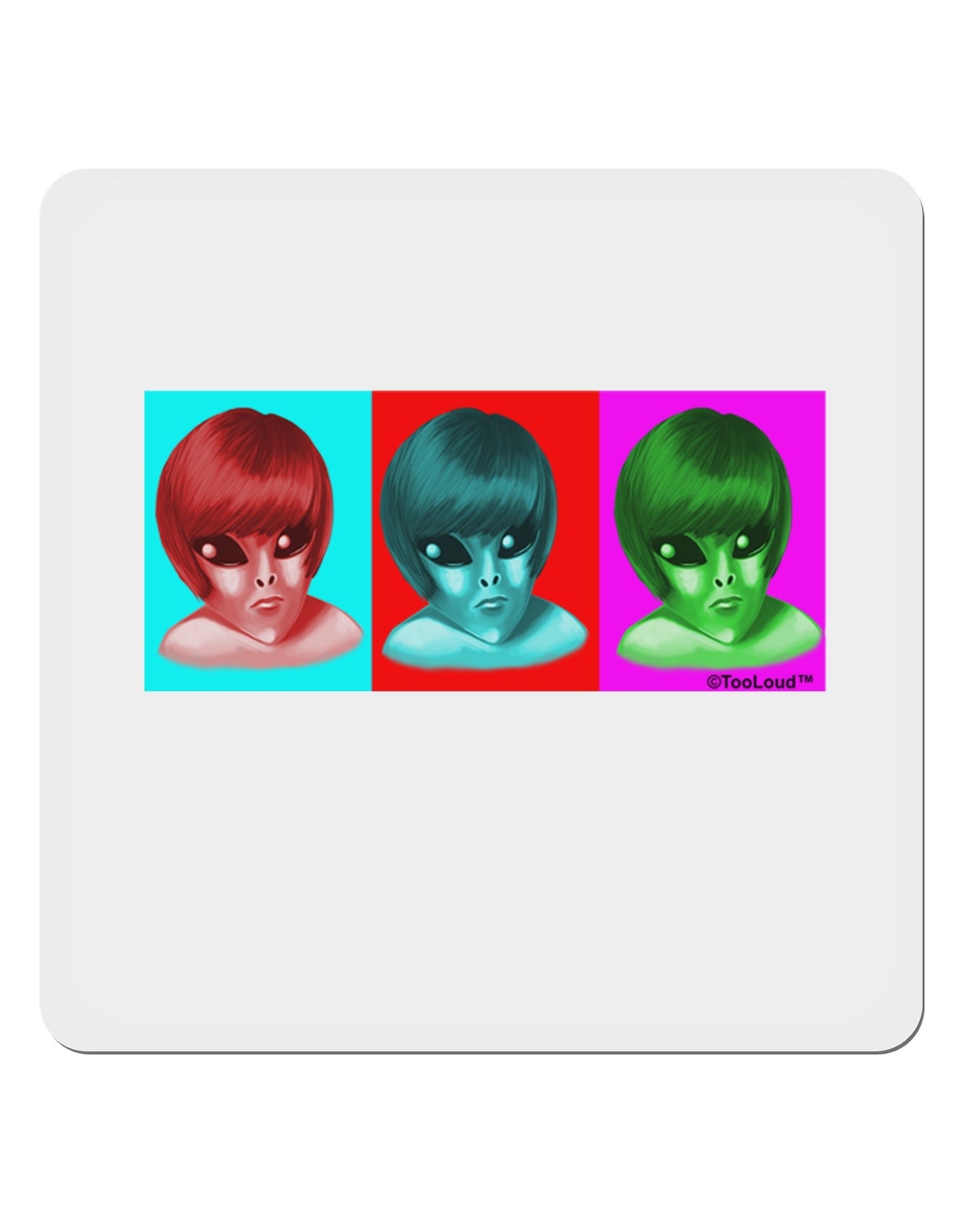 Extraterrestial Pop-art #2 4x4" Square Sticker 4 Pieces-Stickers-TooLoud-White-Davson Sales