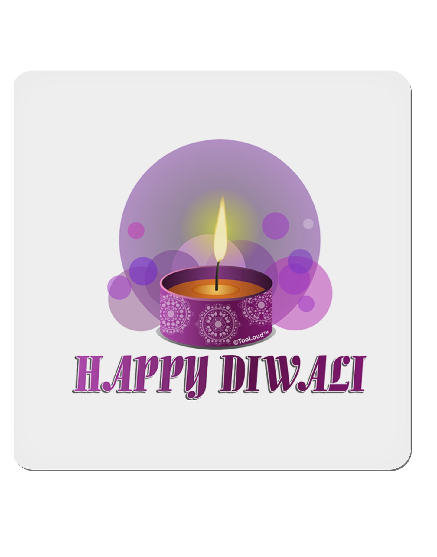 Happy Diwali Purple Candle 4x4" Square Sticker-Stickers-TooLoud-1-Davson Sales
