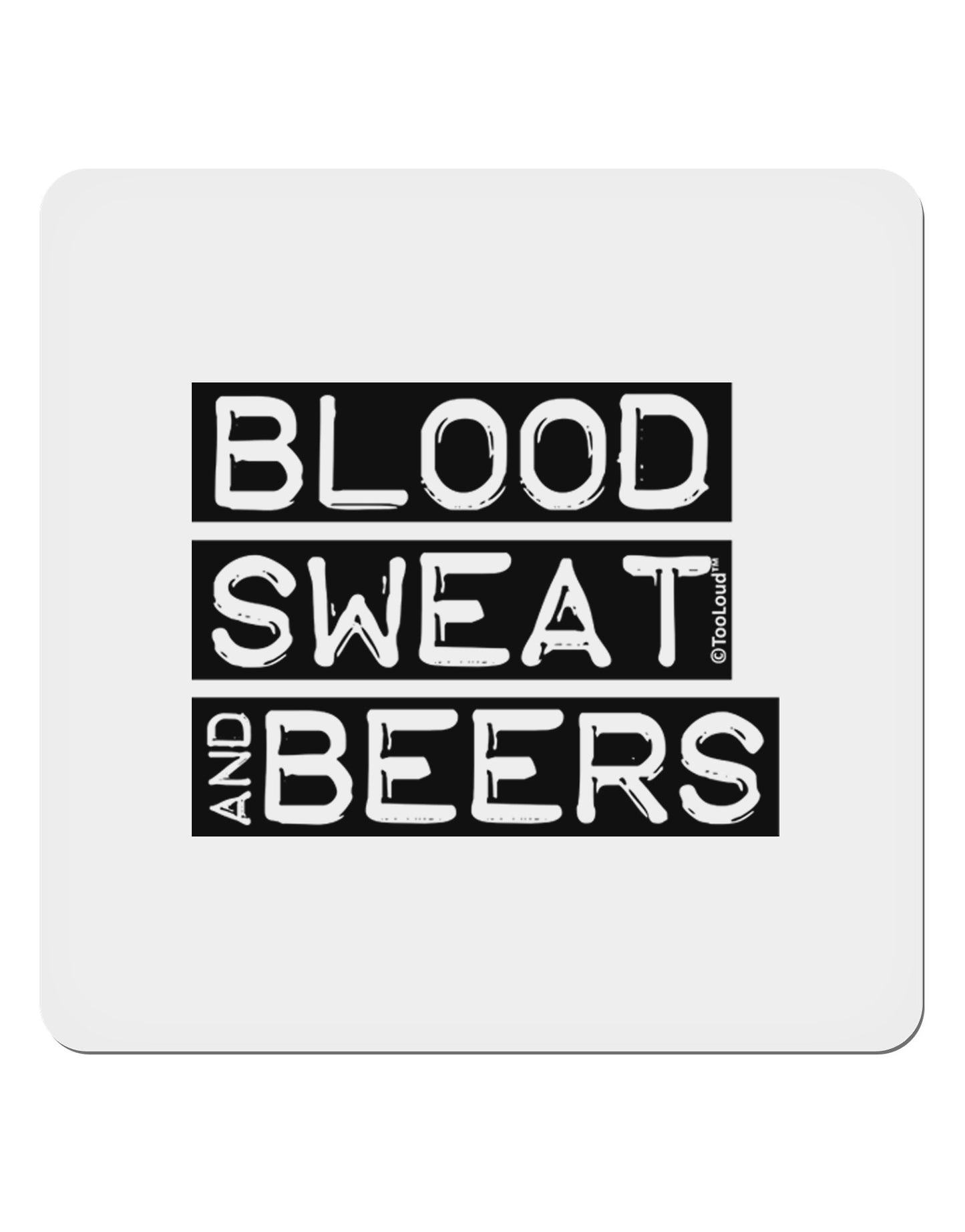 Blood Sweat and Beers Design 4x4" Square Sticker 4 Pieces-Stickers-TooLoud-White-Davson Sales