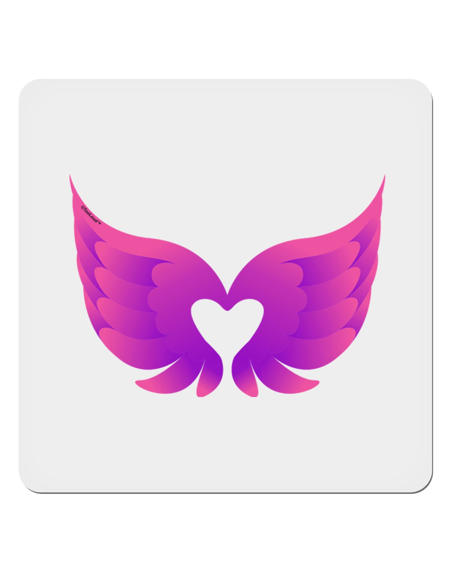 Cute Angel Wings Pair Heart 4x4" Square Sticker 4 Pieces-Stickers-TooLoud-White-Davson Sales