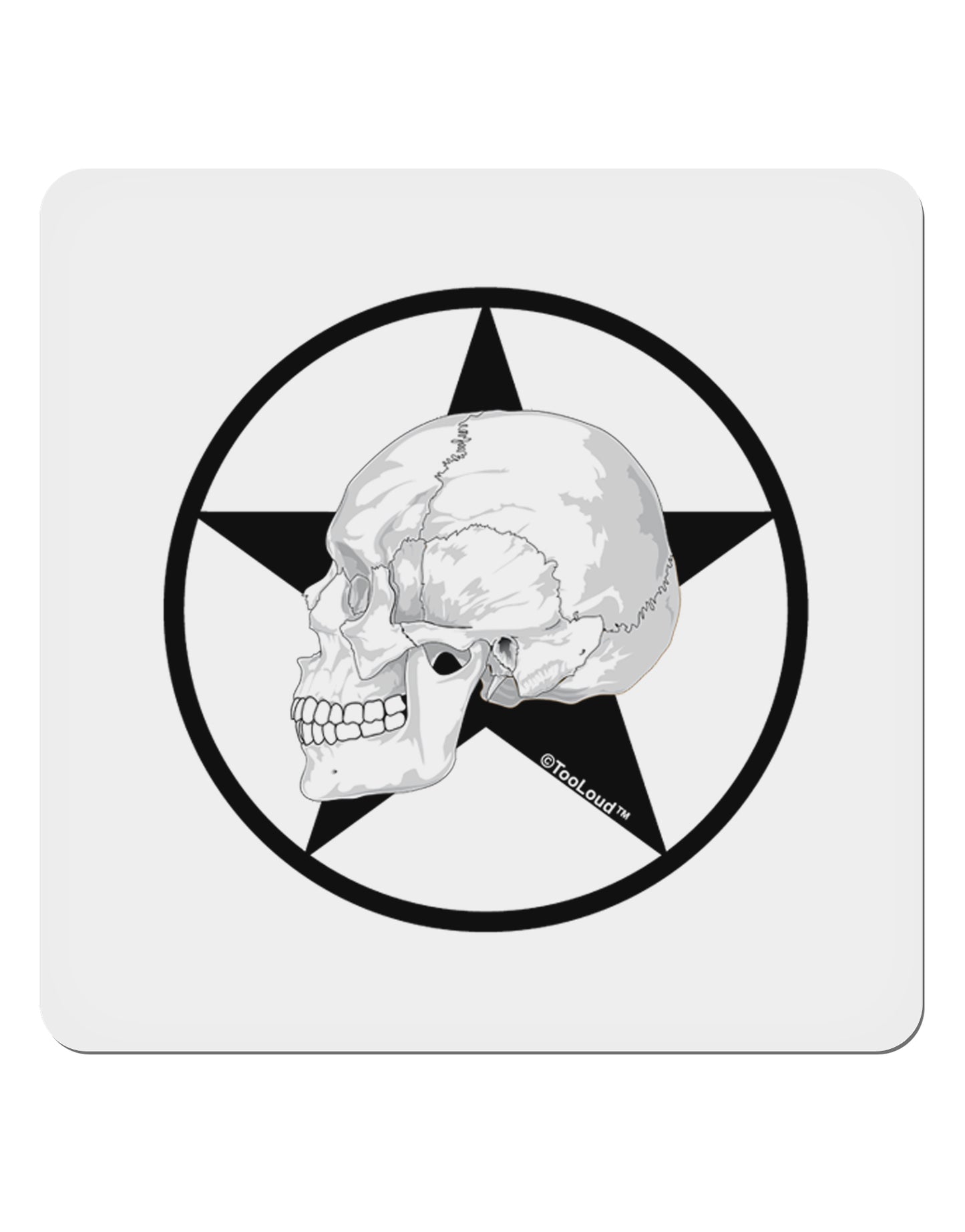 White Skull With Star 4x4" Square Sticker 4 Pieces-Stickers-TooLoud-White-Davson Sales