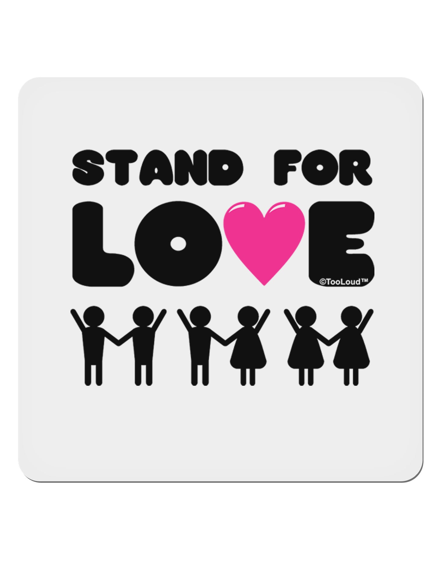 Stand For Love Pink Heart 4x4" Square Sticker 4 Pieces-Stickers-TooLoud-White-Davson Sales