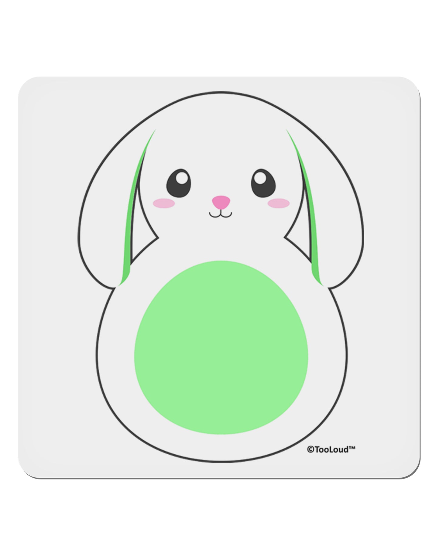 Cute Bunny with Floppy Ears - Green 4x4" Square Sticker 4 Pieces-Stickers-TooLoud-White-Davson Sales