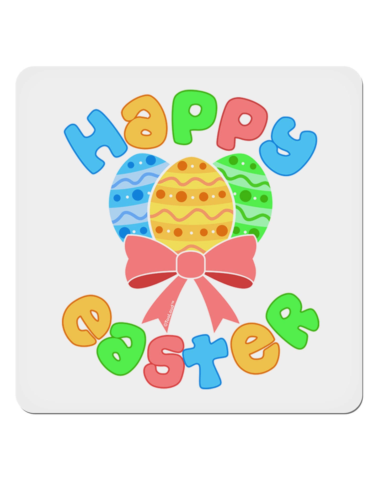 Happy Easter Easter Eggs 4x4" Square Sticker 4 Pieces-Stickers-TooLoud-White-Davson Sales