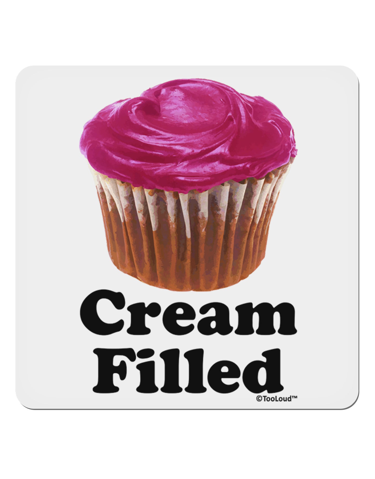 Cream Filled Pink Cupcake Design 4x4" Square Sticker 4 Pieces-Stickers-TooLoud-White-Davson Sales