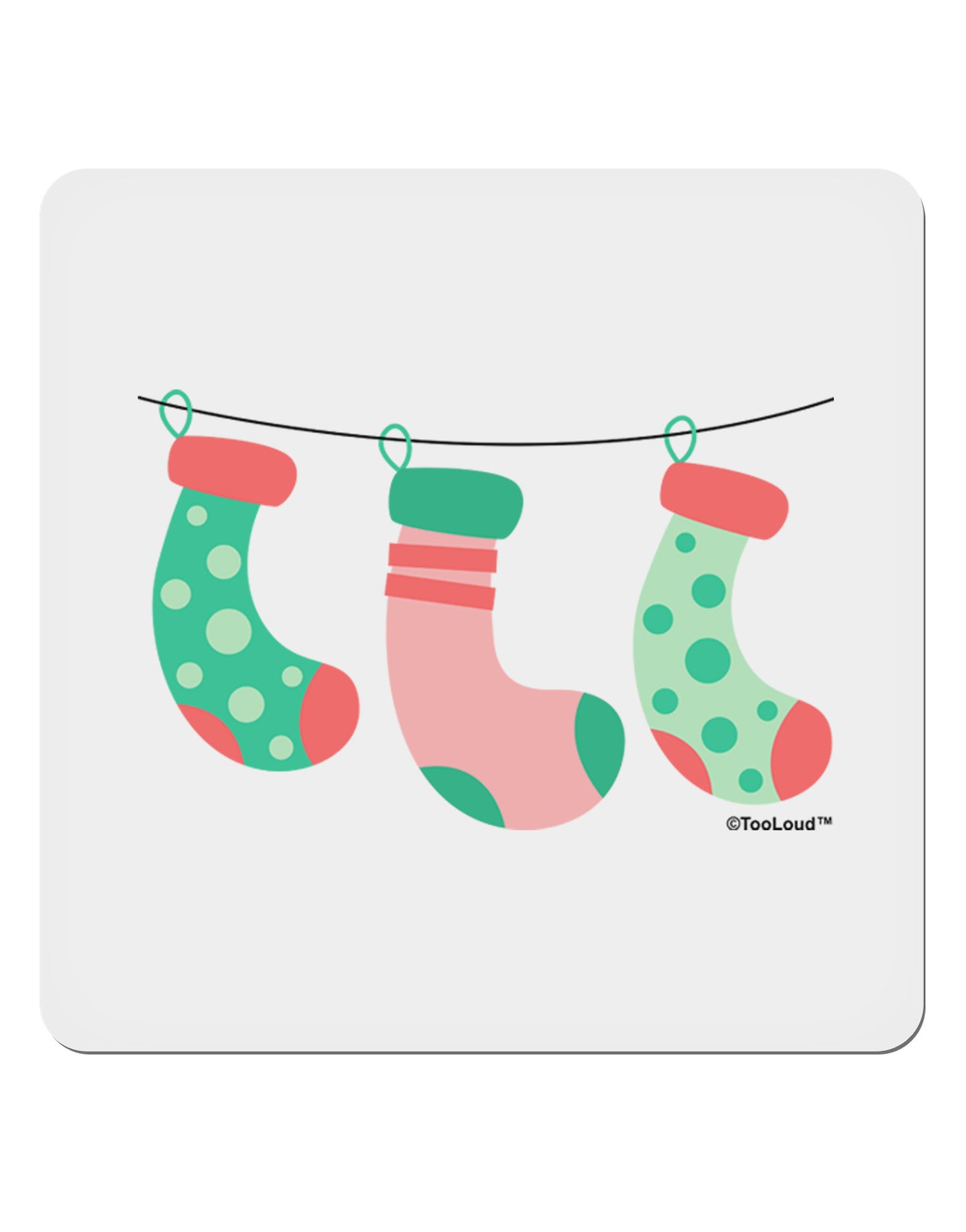 Cute Hanging Christmas Stockings 4x4" Square Sticker 4 Pieces-Stickers-TooLoud-White-Davson Sales