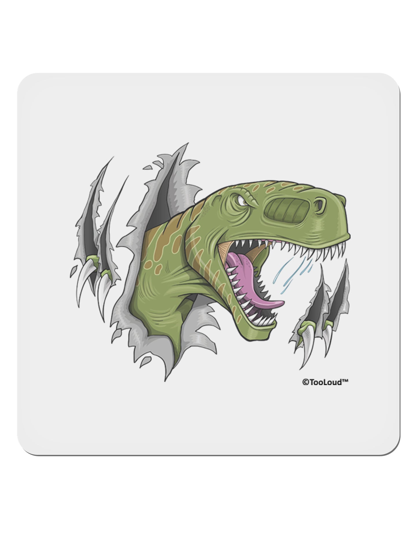 Green Dinosaur Breaking Free 4x4" Square Sticker 4 Pieces-Stickers-TooLoud-White-Davson Sales