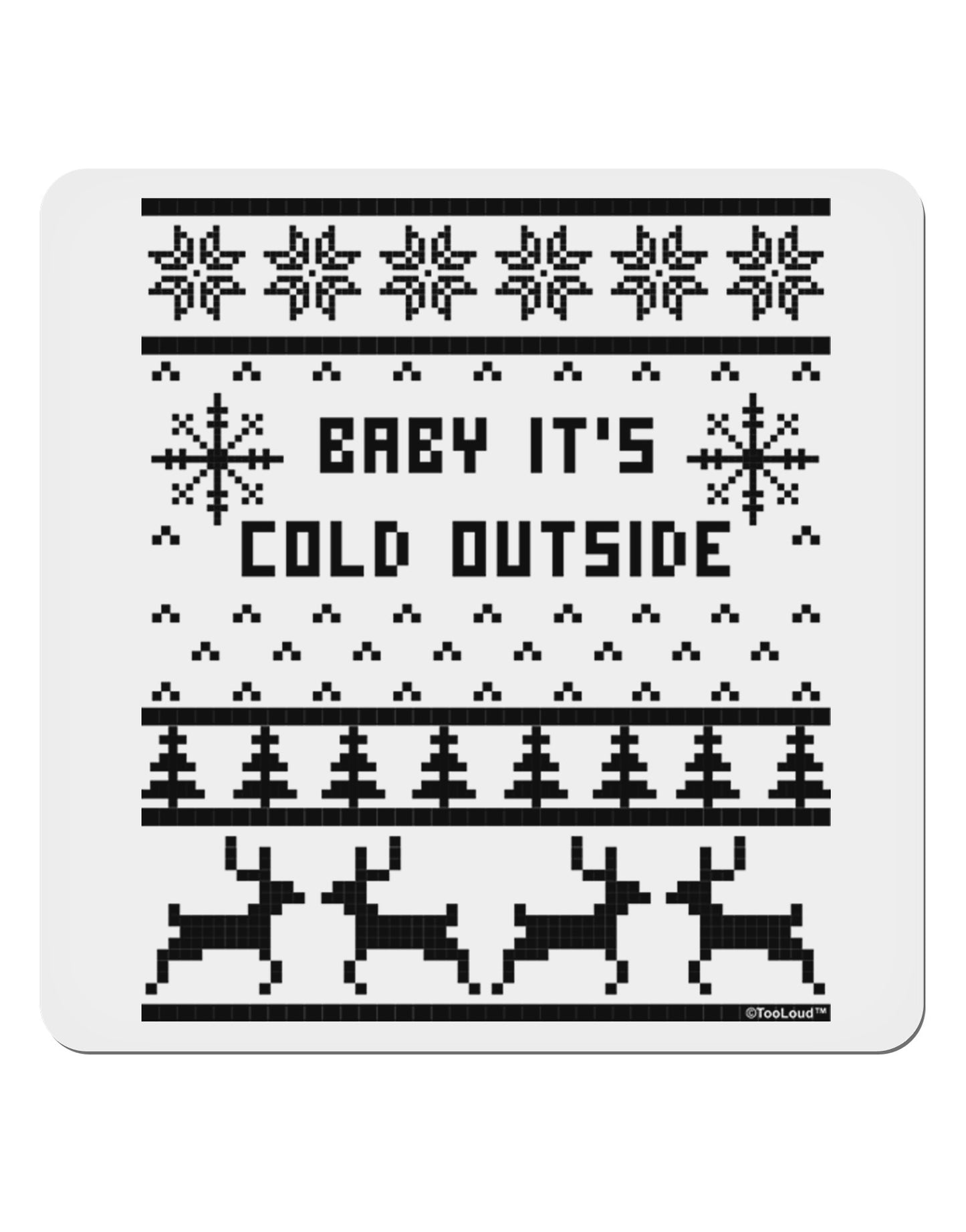 Baby It's Cold Outside Christmas Sweater Design 4x4" Square Sticker 4 Pieces-Stickers-TooLoud-White-Davson Sales