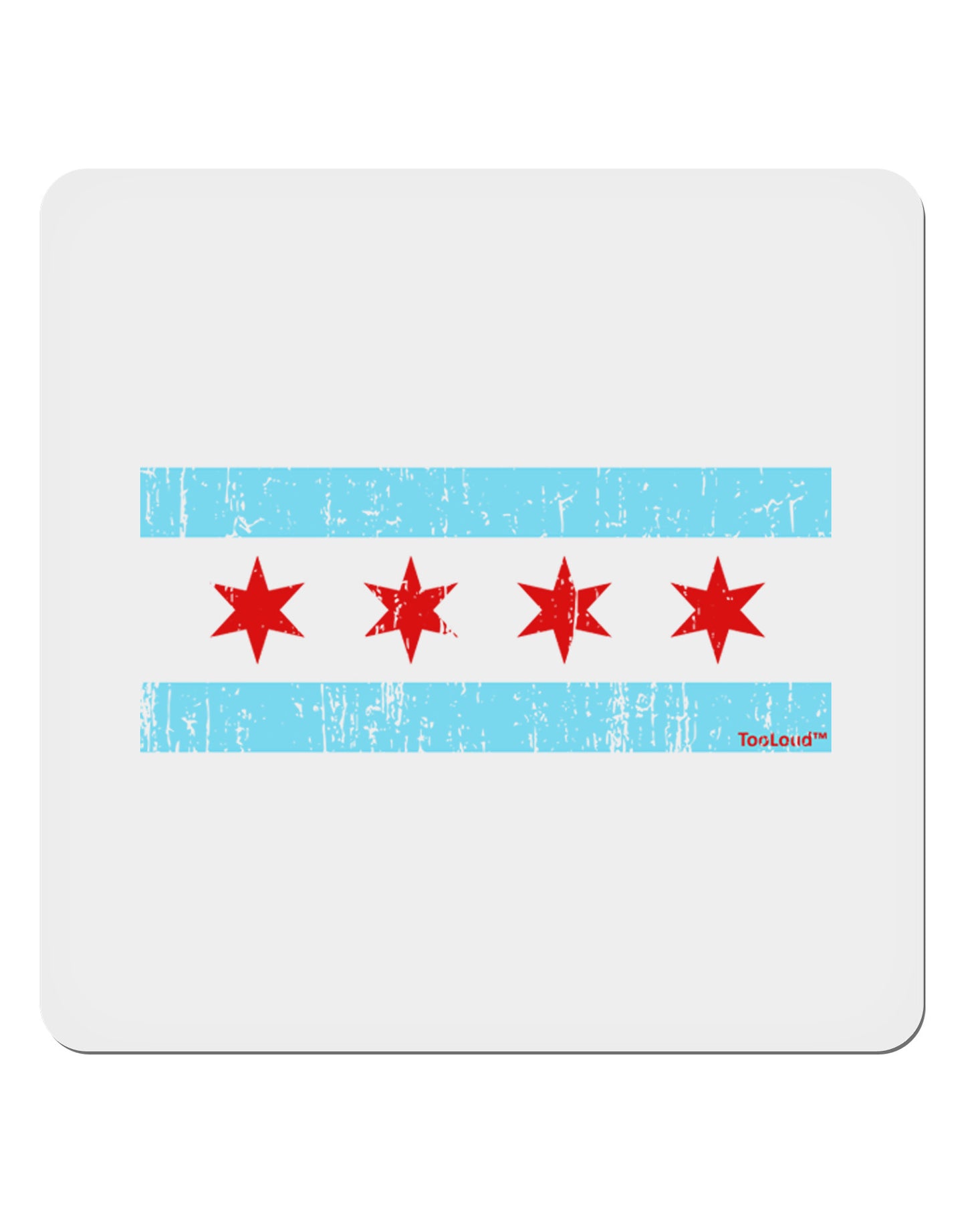 Distressed Chicago Flag Design 4x4" Square Sticker 4 Pieces-Stickers-TooLoud-White-Davson Sales