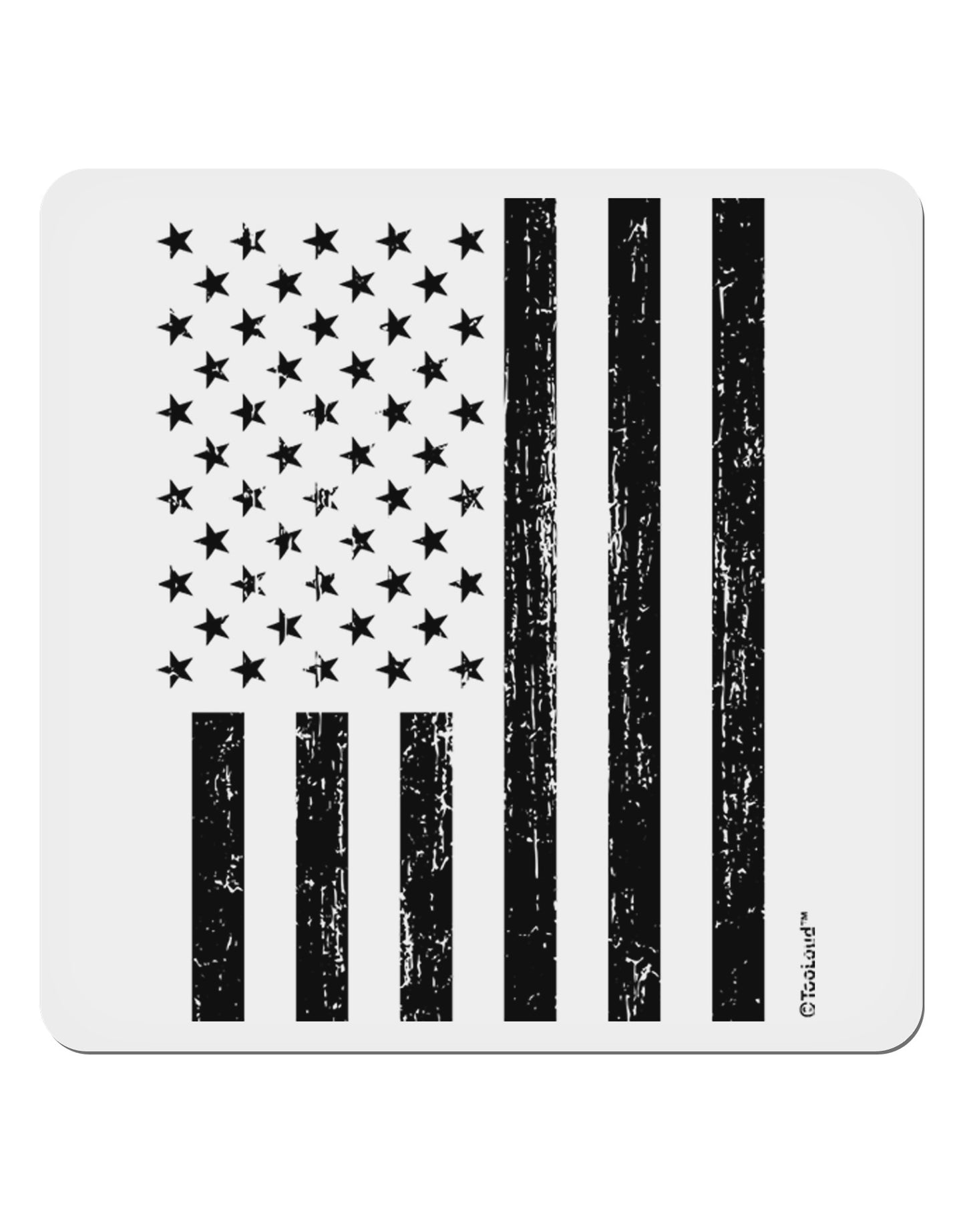 Stamp Style American Flag - Distressed 4x4" Square Sticker 4 Pieces-Stickers-TooLoud-White-Davson Sales