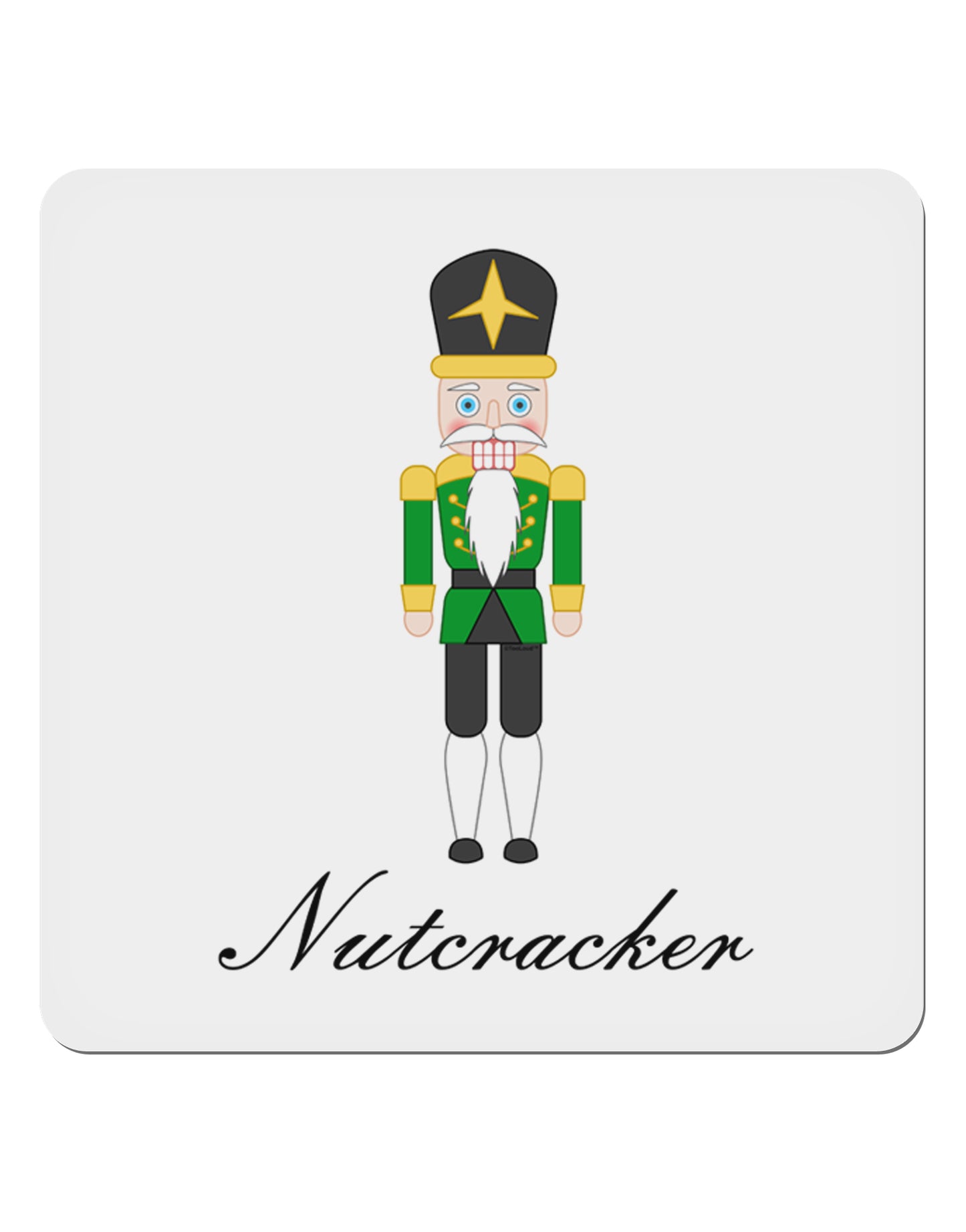 Nutcracker - Green Gold Black Text 4x4" Square Sticker 4 Pieces-Stickers-TooLoud-White-Davson Sales