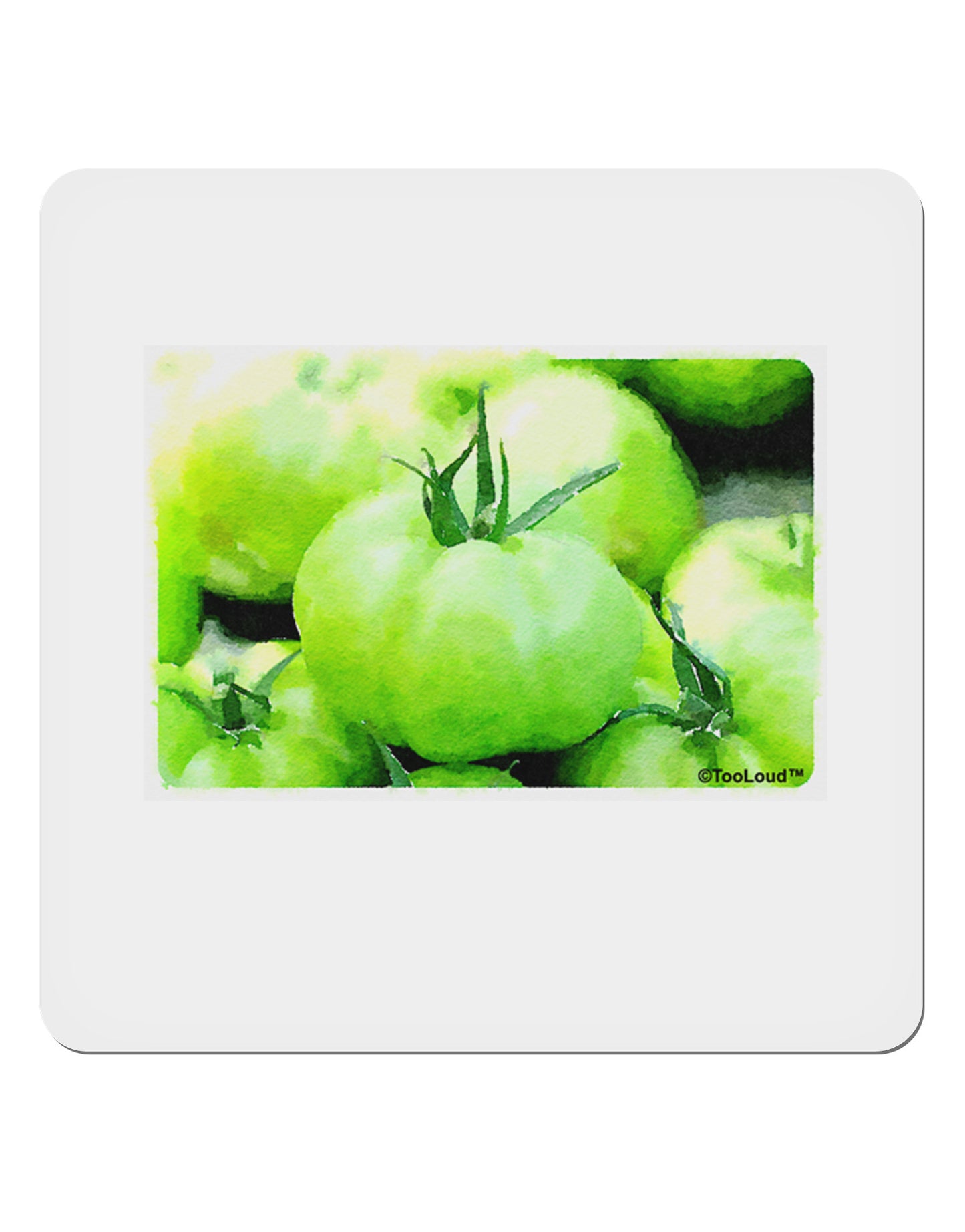 Watercolor Green Tomatoes 4x4" Square Sticker 4 Pieces-Stickers-TooLoud-White-Davson Sales