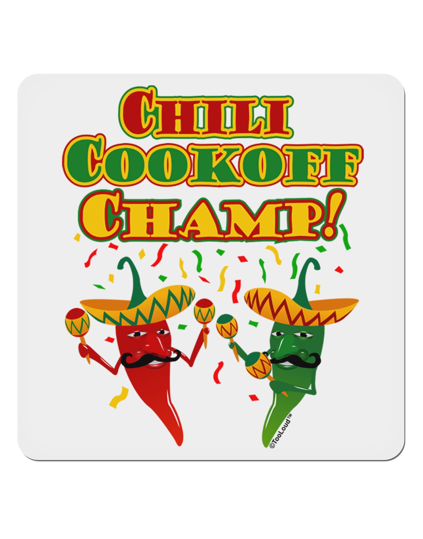 Chili Cookoff Champ! Chile Peppers 4x4" Square Sticker 4 Pieces-Stickers-TooLoud-White-Davson Sales