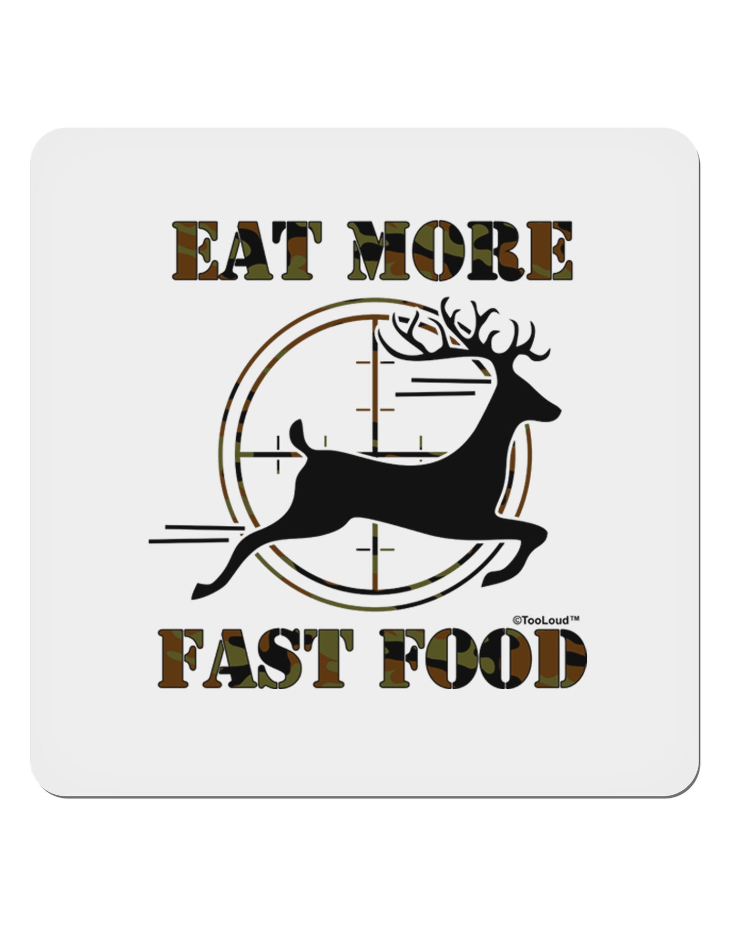 Eat More Fast Food - Deer 4x4" Square Sticker-Stickers-TooLoud-1-Davson Sales