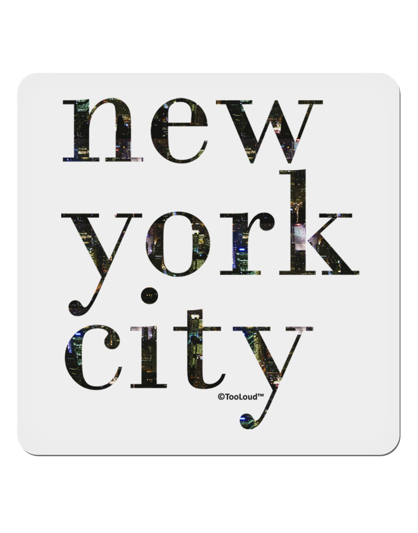 New York City - City Lights 4x4" Square Sticker 4 Pieces-Stickers-TooLoud-White-Davson Sales