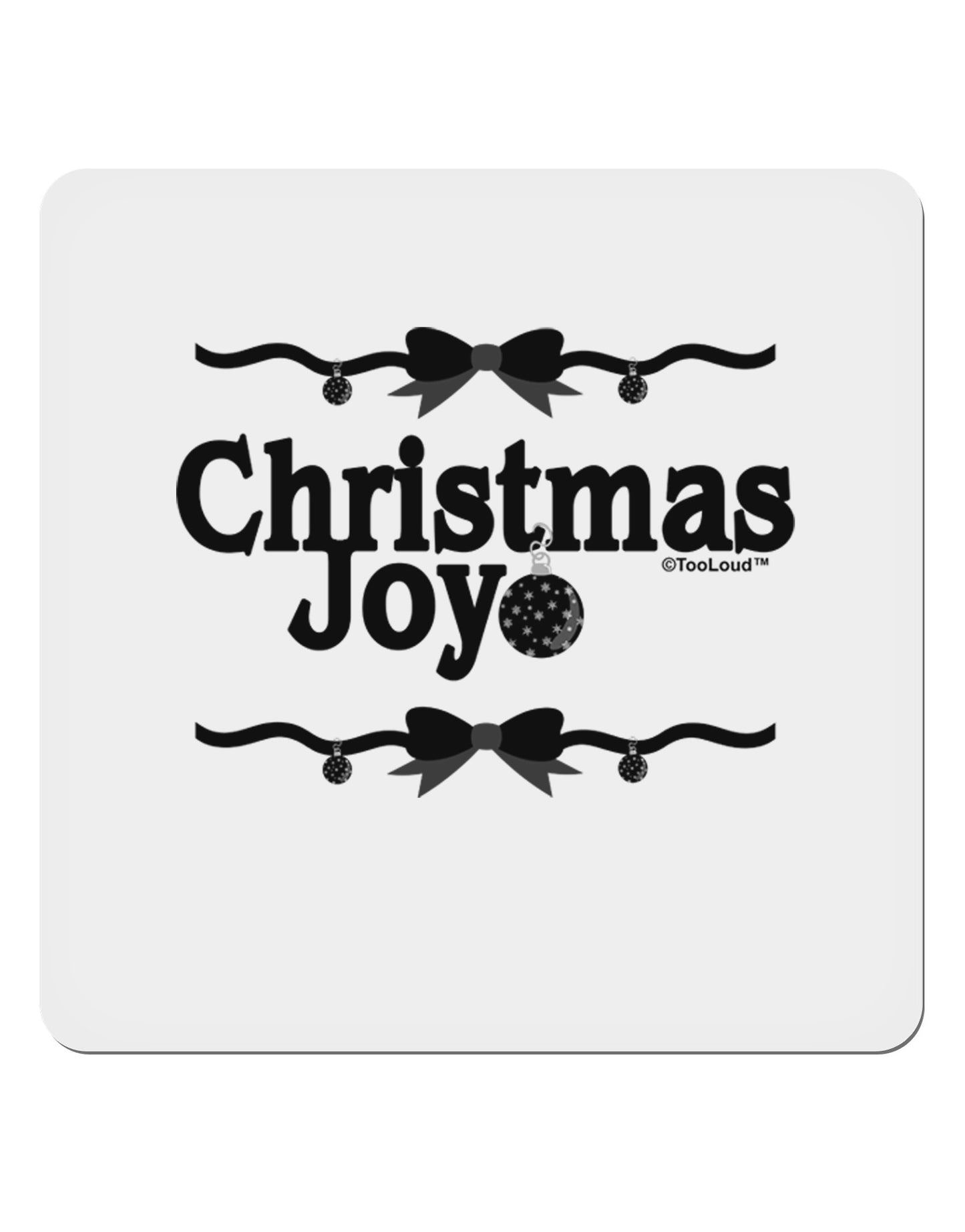 Christmas Joy BnW 4x4" Square Sticker-Stickers-TooLoud-1-Davson Sales