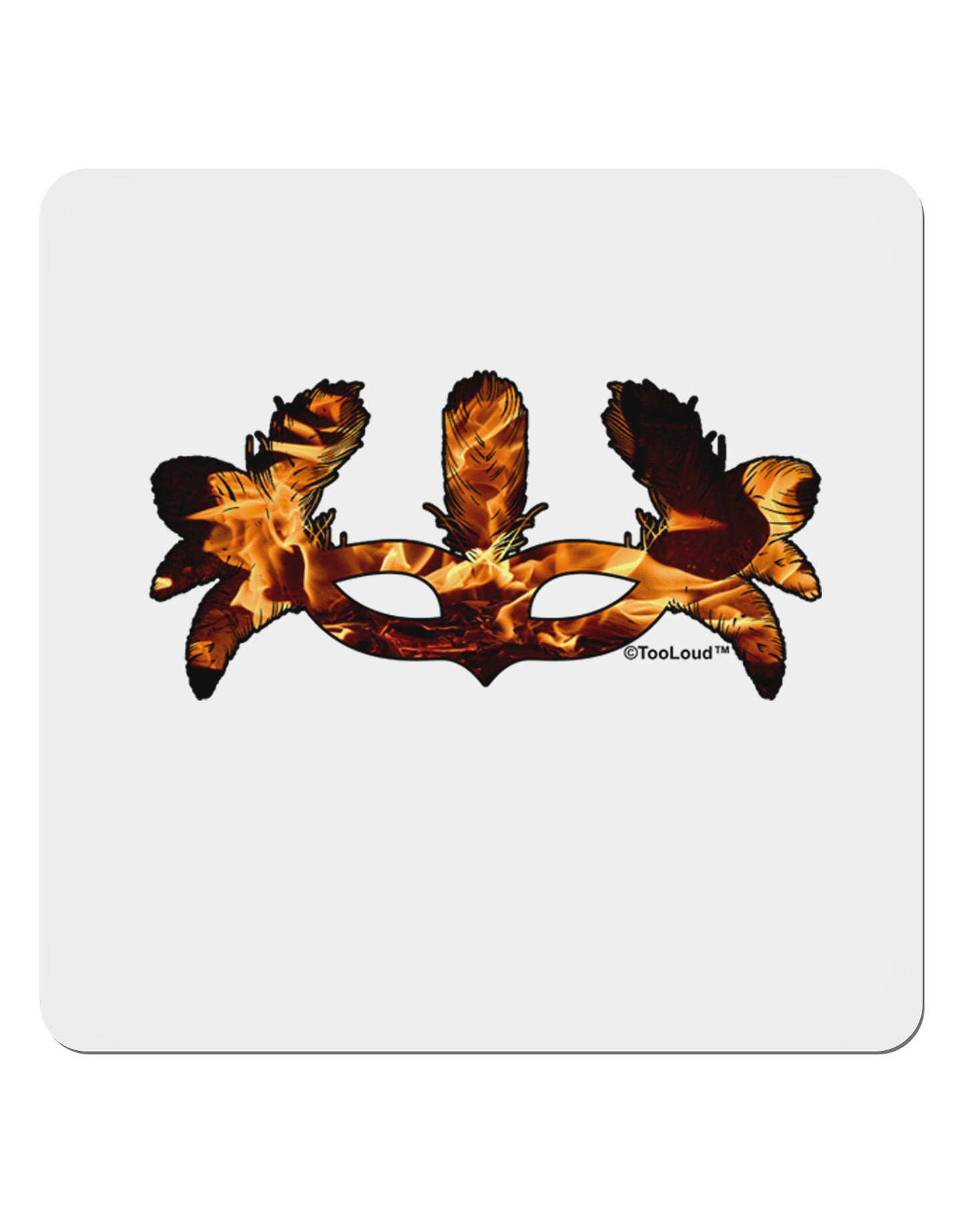 Fire Masquerade Mask 4x4" Square Sticker 4 Pieces-Stickers-TooLoud-White-Davson Sales