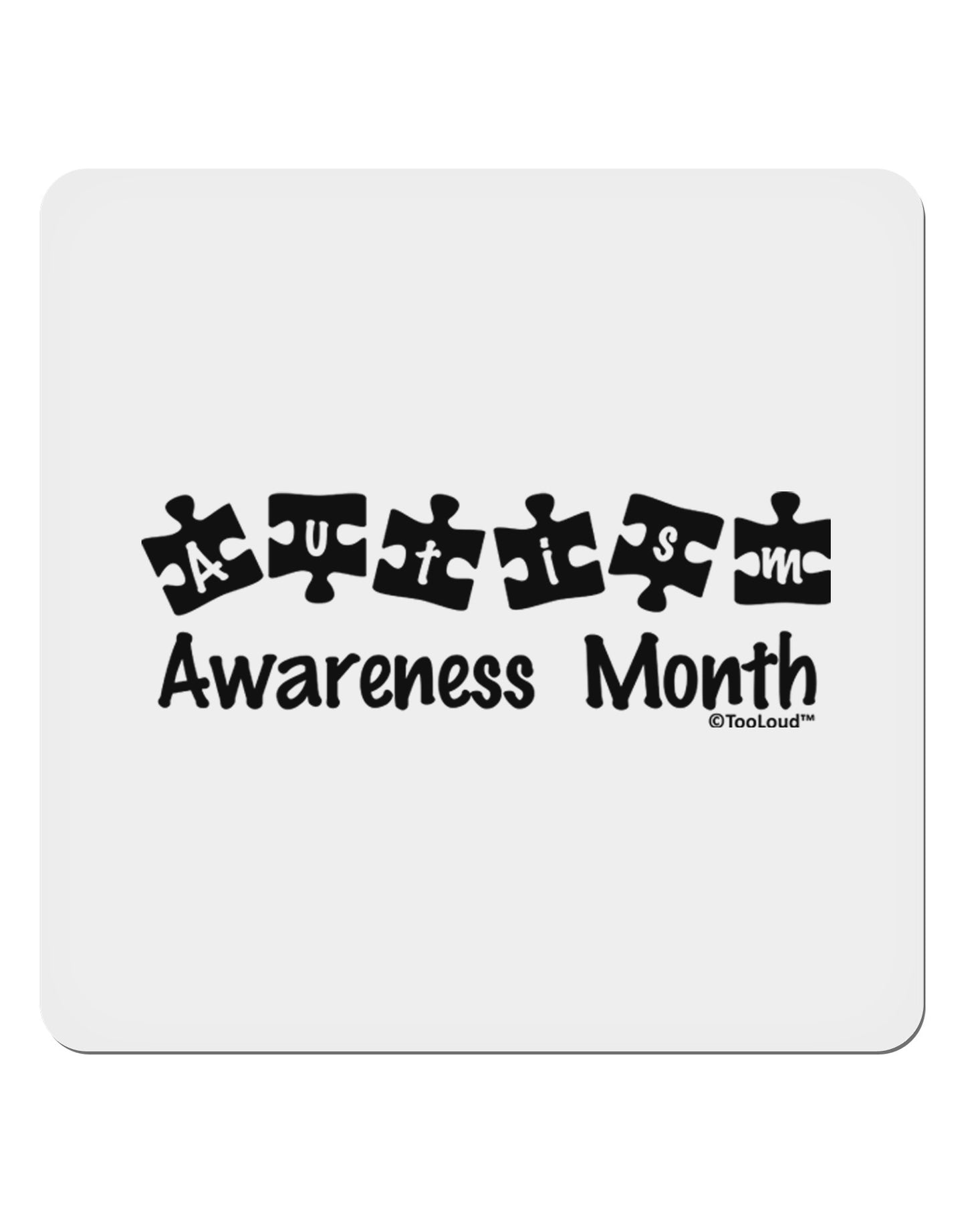 Autism Awareness Month - Puzzle Pieces 4x4" Square Sticker 4 Pieces-Stickers-TooLoud-White-Davson Sales