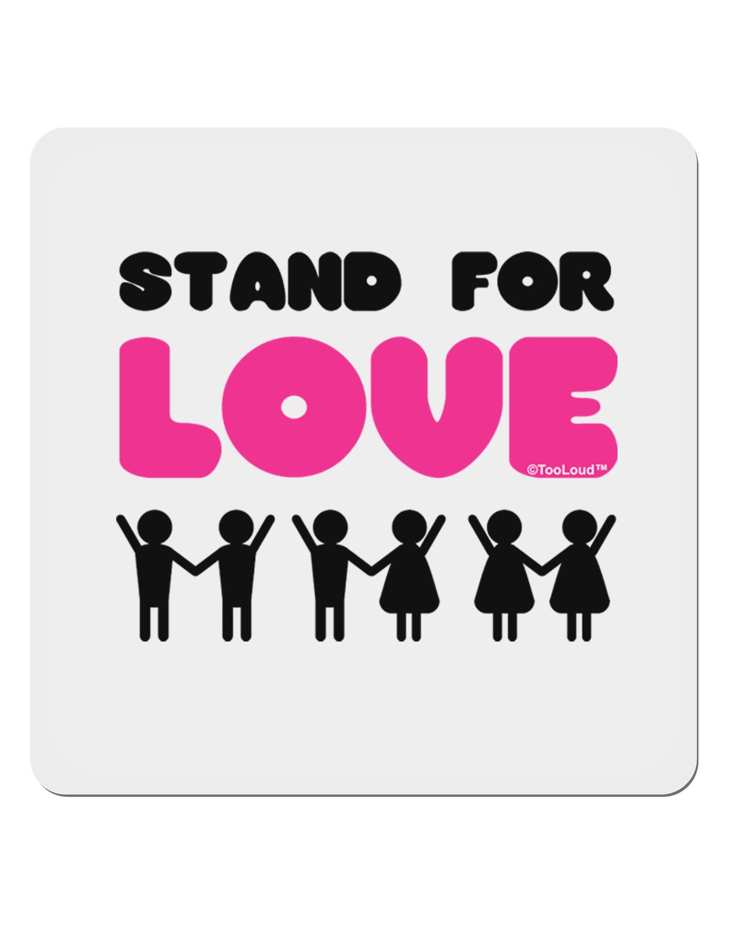 Stand For Love Pink 4x4" Square Sticker 4 Pieces-Stickers-TooLoud-White-Davson Sales