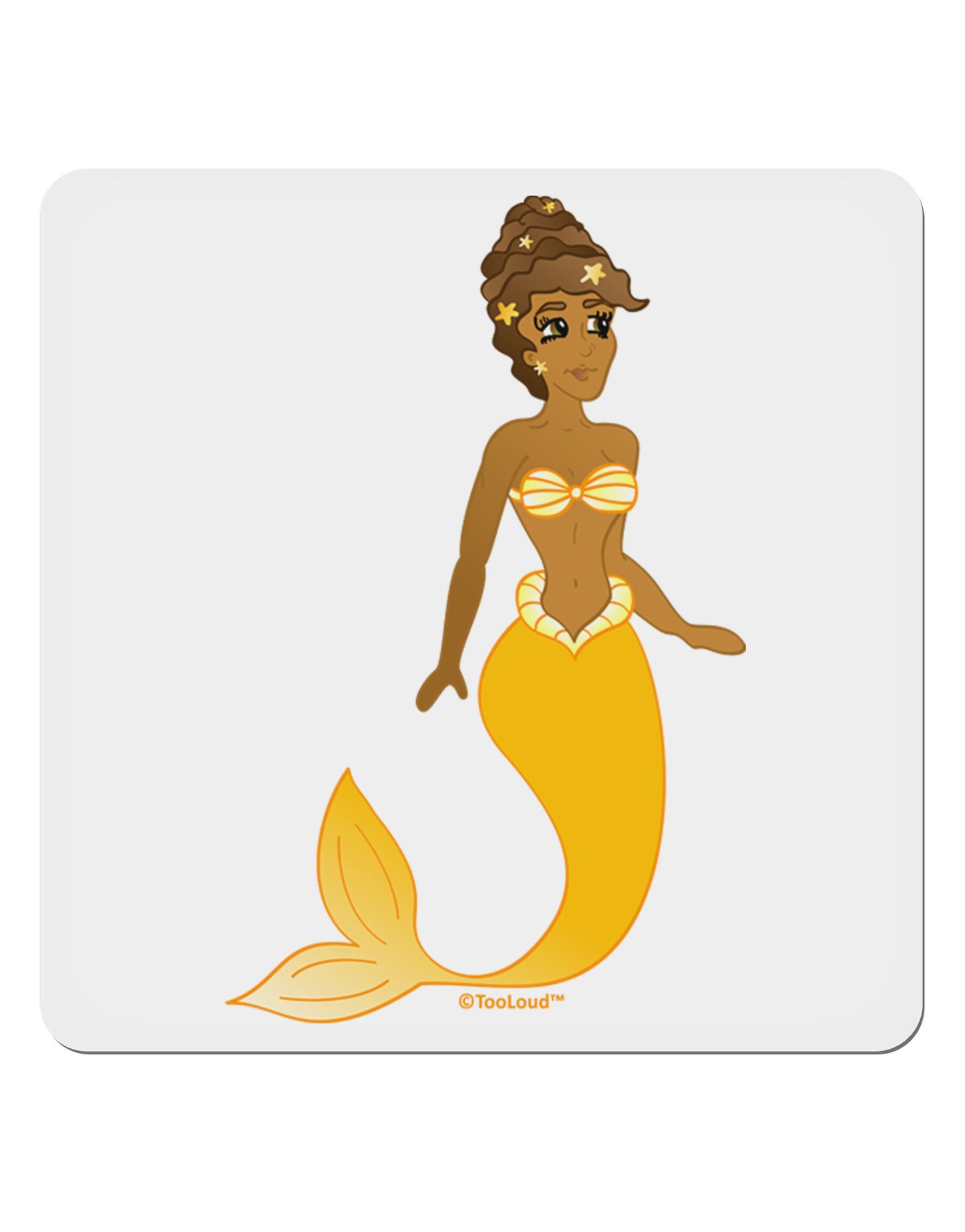 Mermaid Design - Yellow 4x4" Square Sticker 4 Pieces-Stickers-TooLoud-White-Davson Sales