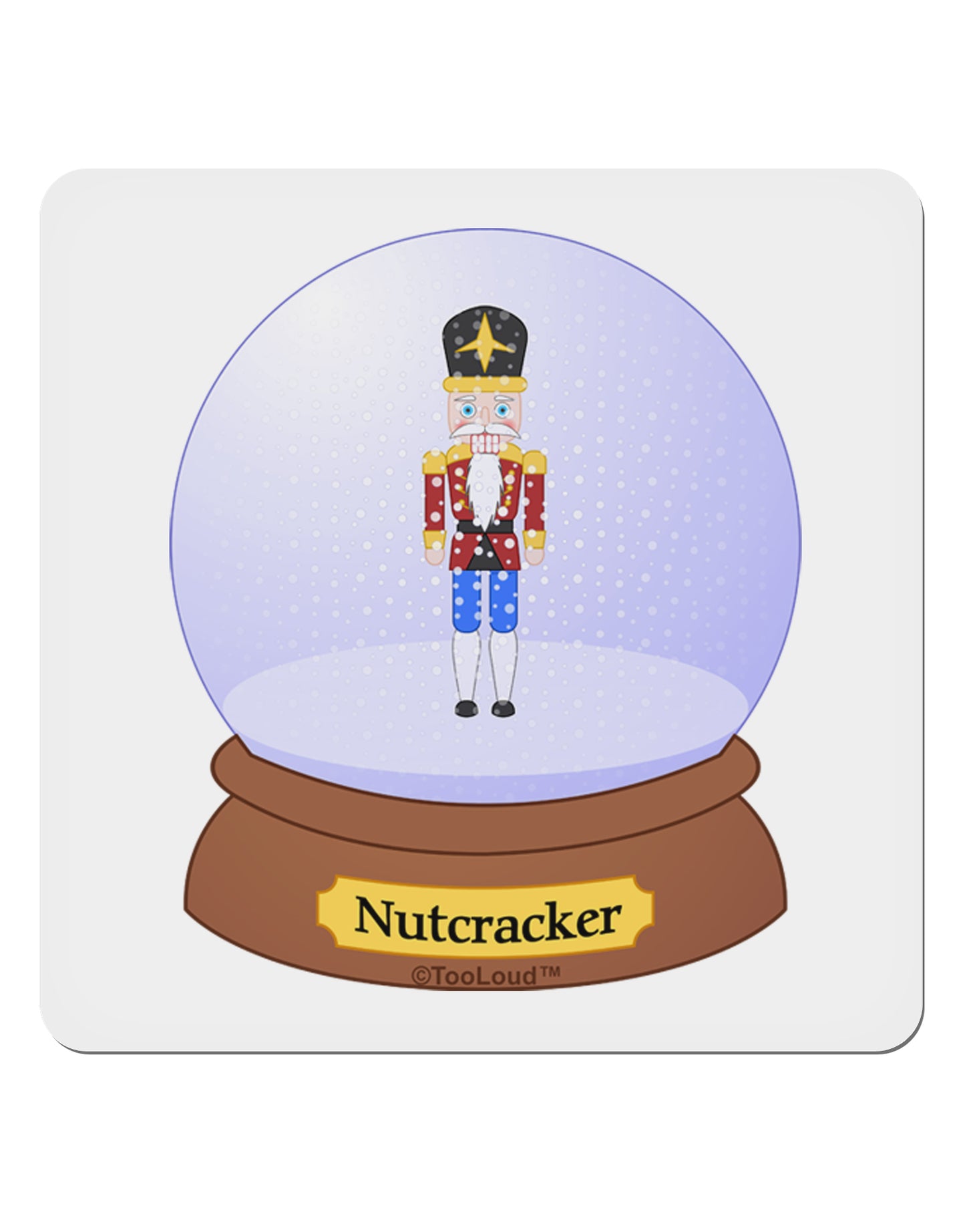 Nutcracker Snow Globe - Red Gold Black 4x4" Square Sticker 4 Pieces-Stickers-TooLoud-White-Davson Sales