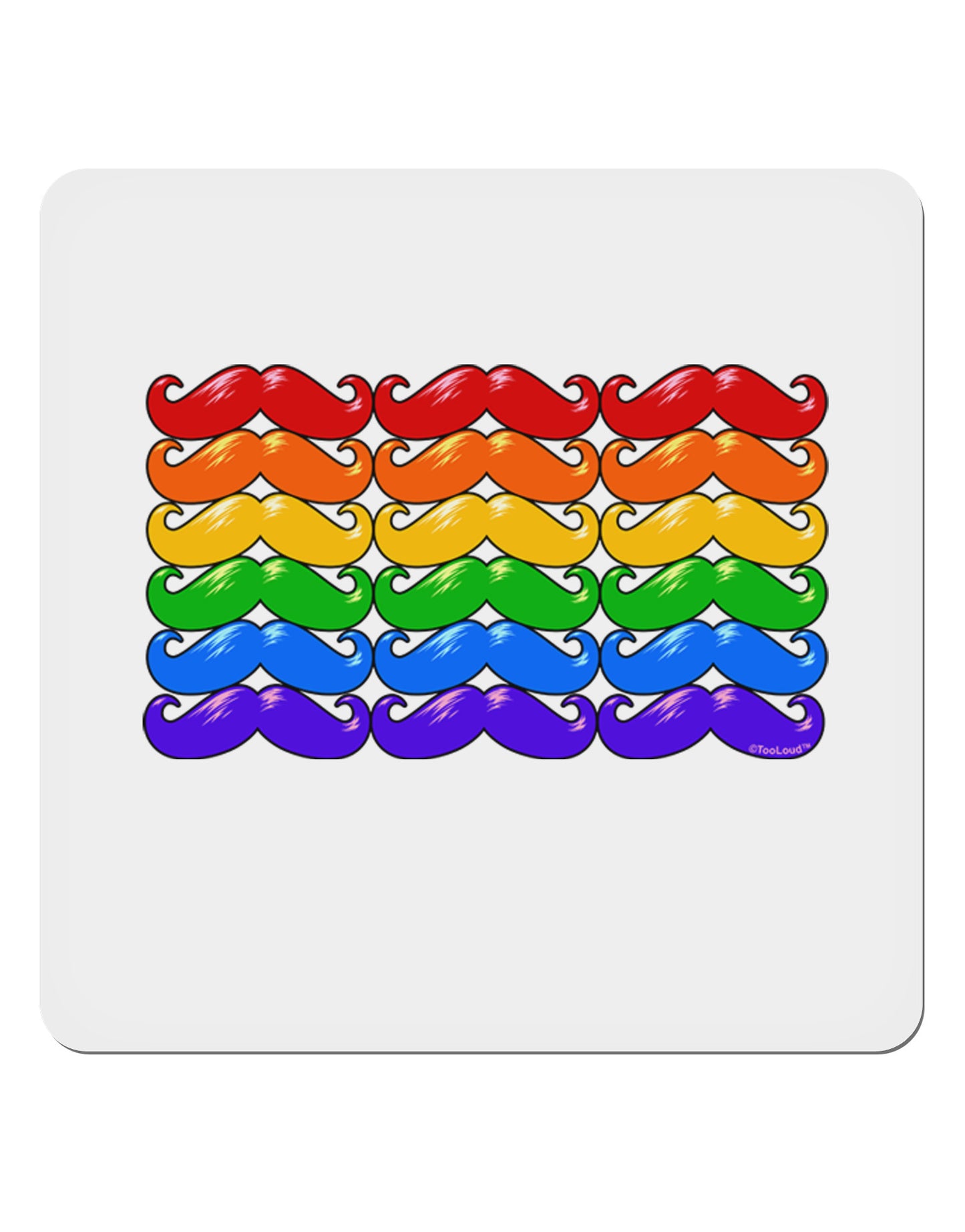 Rainbow Mustaches Gay Pride Flag 4x4" Square Sticker 4 Pieces-Stickers-TooLoud-White-Davson Sales