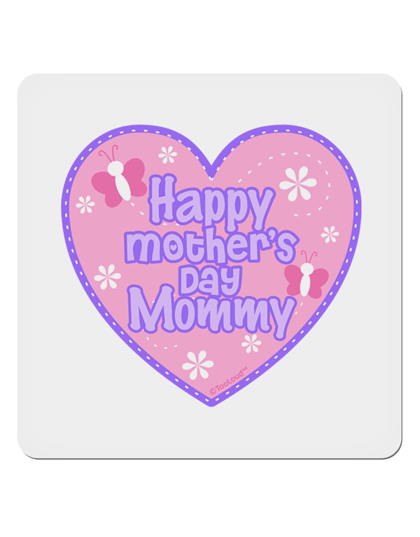 Happy Mother's Day Mommy - Pink 4x4" Square Sticker 4 Pieces-Stickers-TooLoud-White-Davson Sales