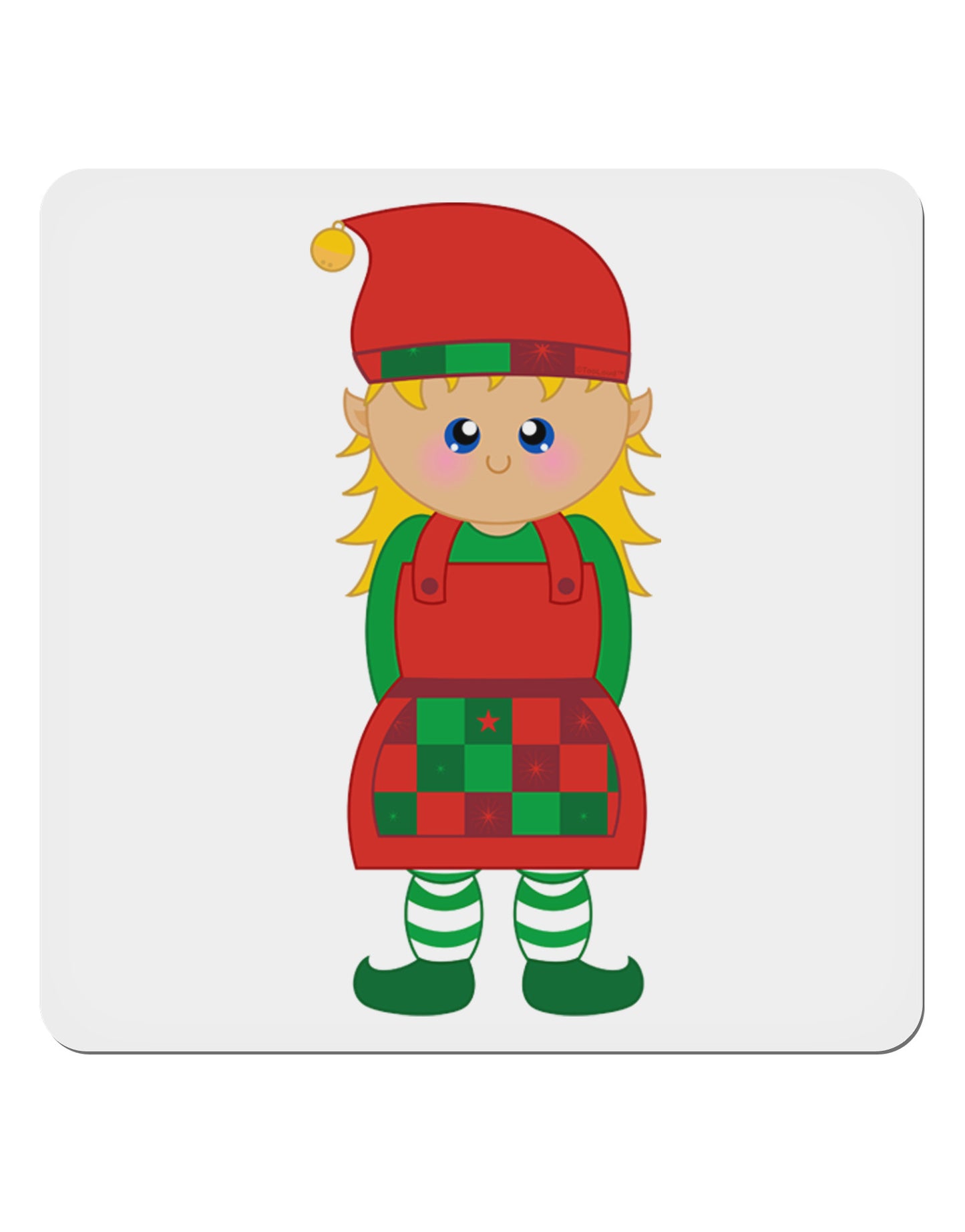Cute Christmas Elf Girl 4x4" Square Sticker 4 Pieces-Stickers-TooLoud-White-Davson Sales