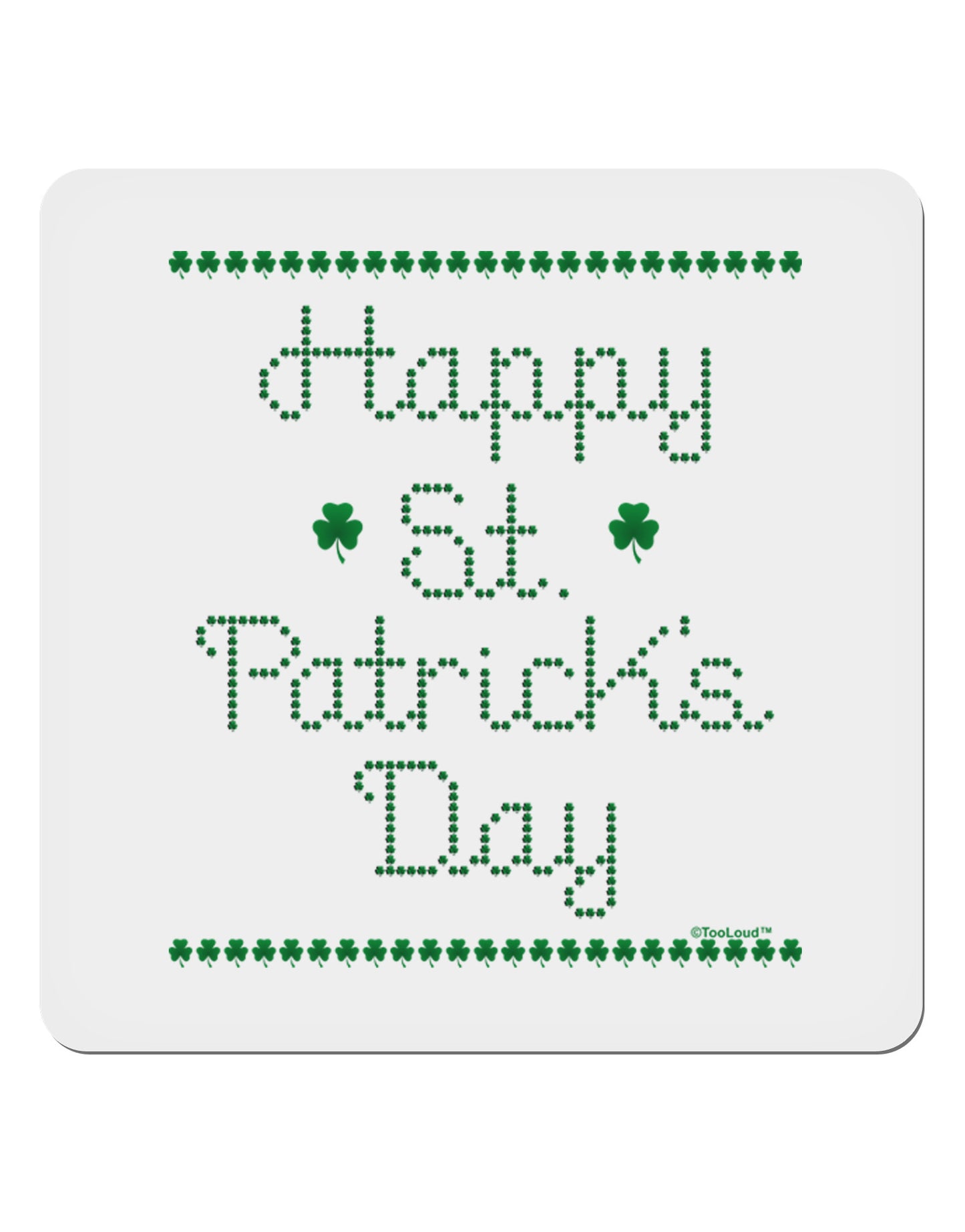 Happy St Patricks Day Clovers 4x4" Square Sticker-Stickers-TooLoud-1-Davson Sales