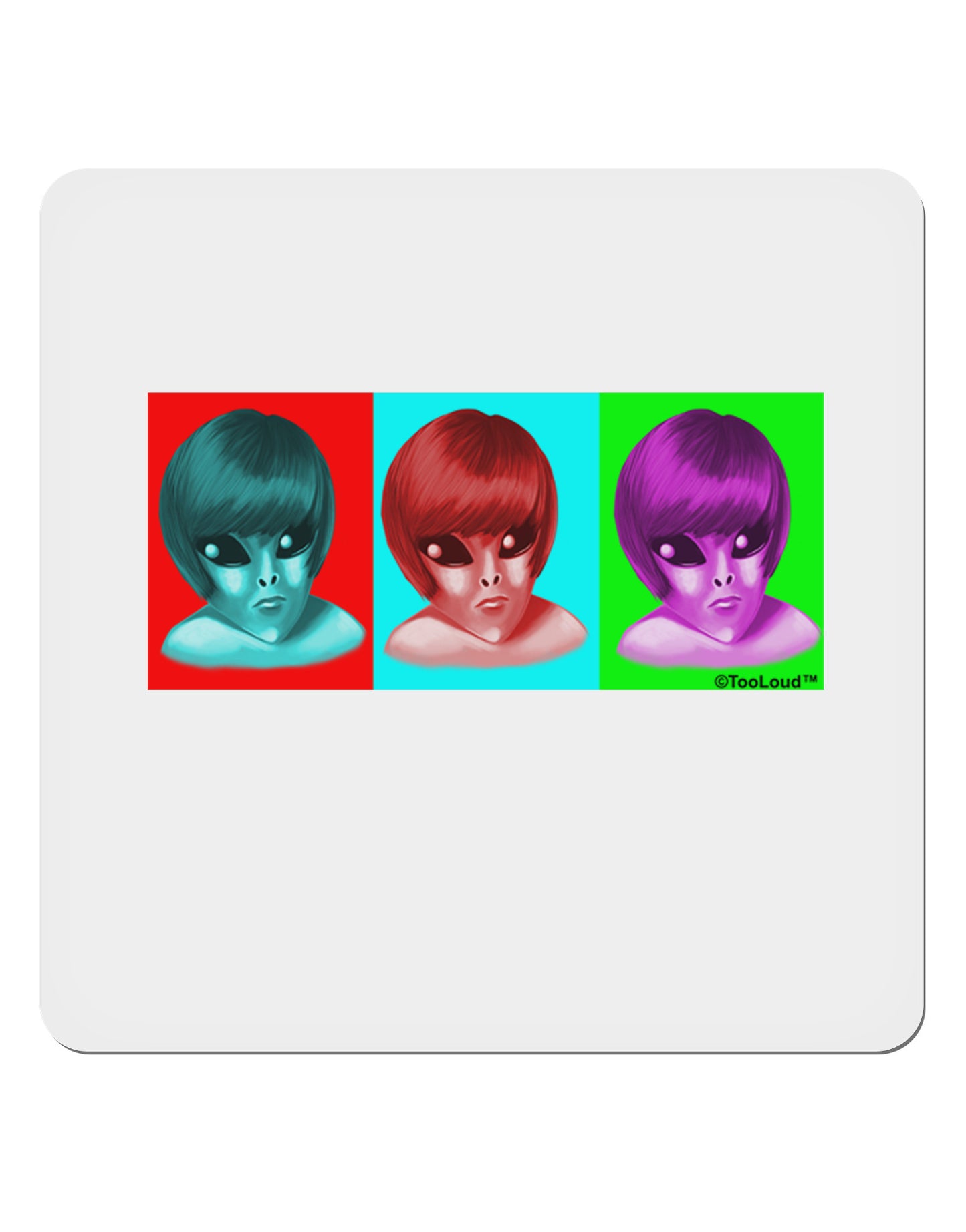 Extraterrestial Pop-art #1 4x4" Square Sticker 4 Pieces-Stickers-TooLoud-White-Davson Sales