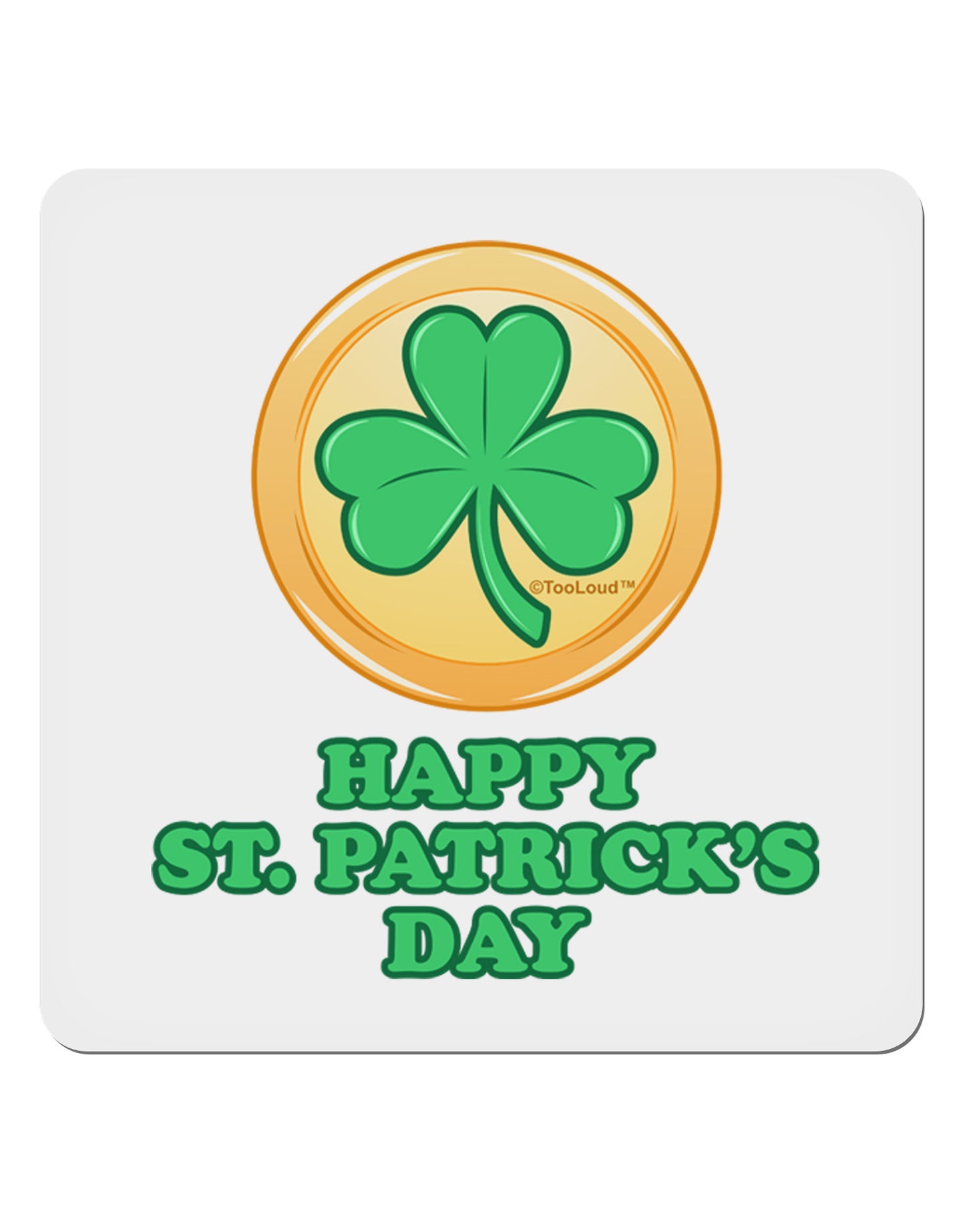 Shamrock Button - St Patrick's Day 4x4" Square Sticker 4 Pieces-Stickers-TooLoud-White-Davson Sales