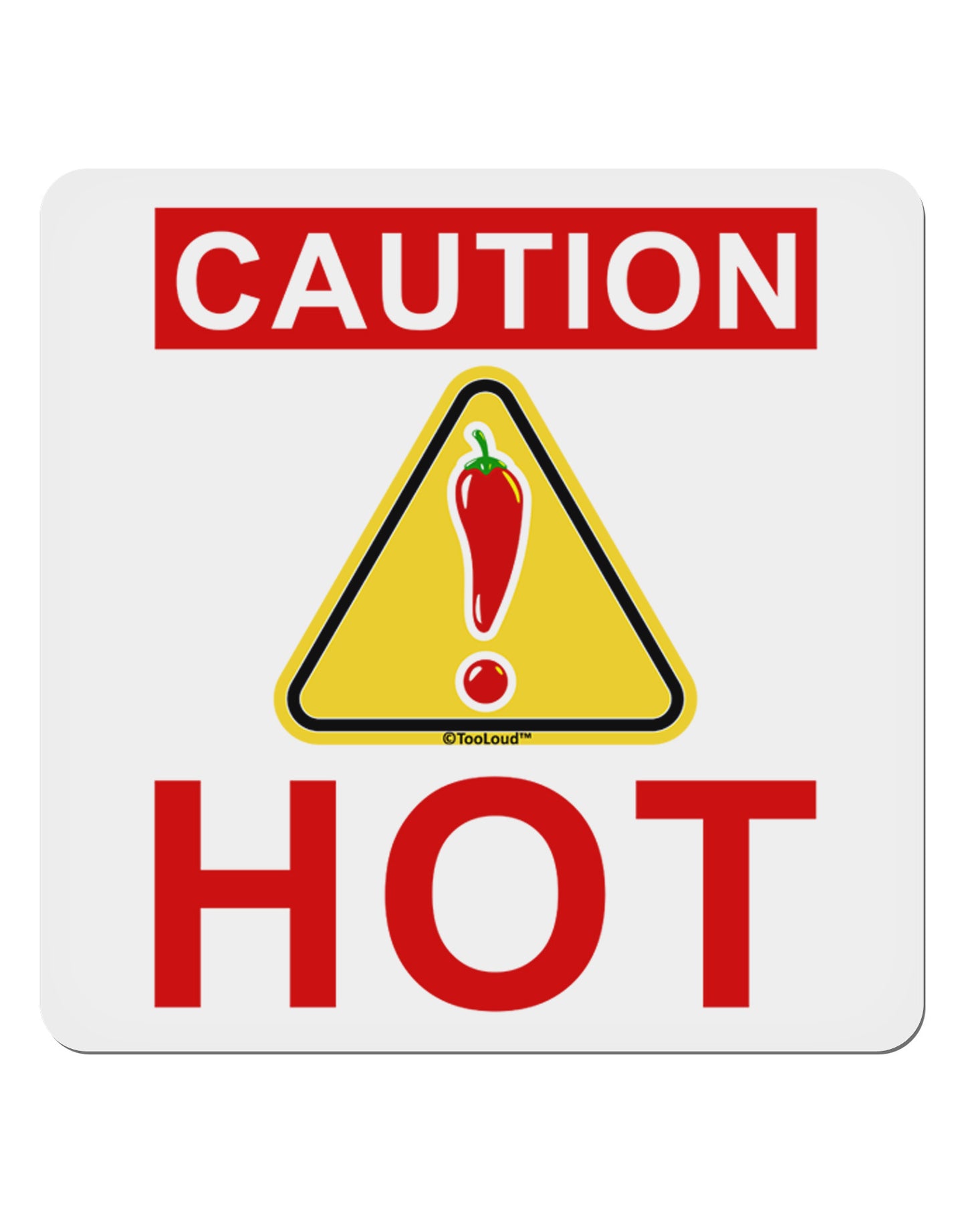 Caution Hot Chili Pepper Sign 4x4" Square Sticker 4 Pieces-Stickers-TooLoud-White-Davson Sales